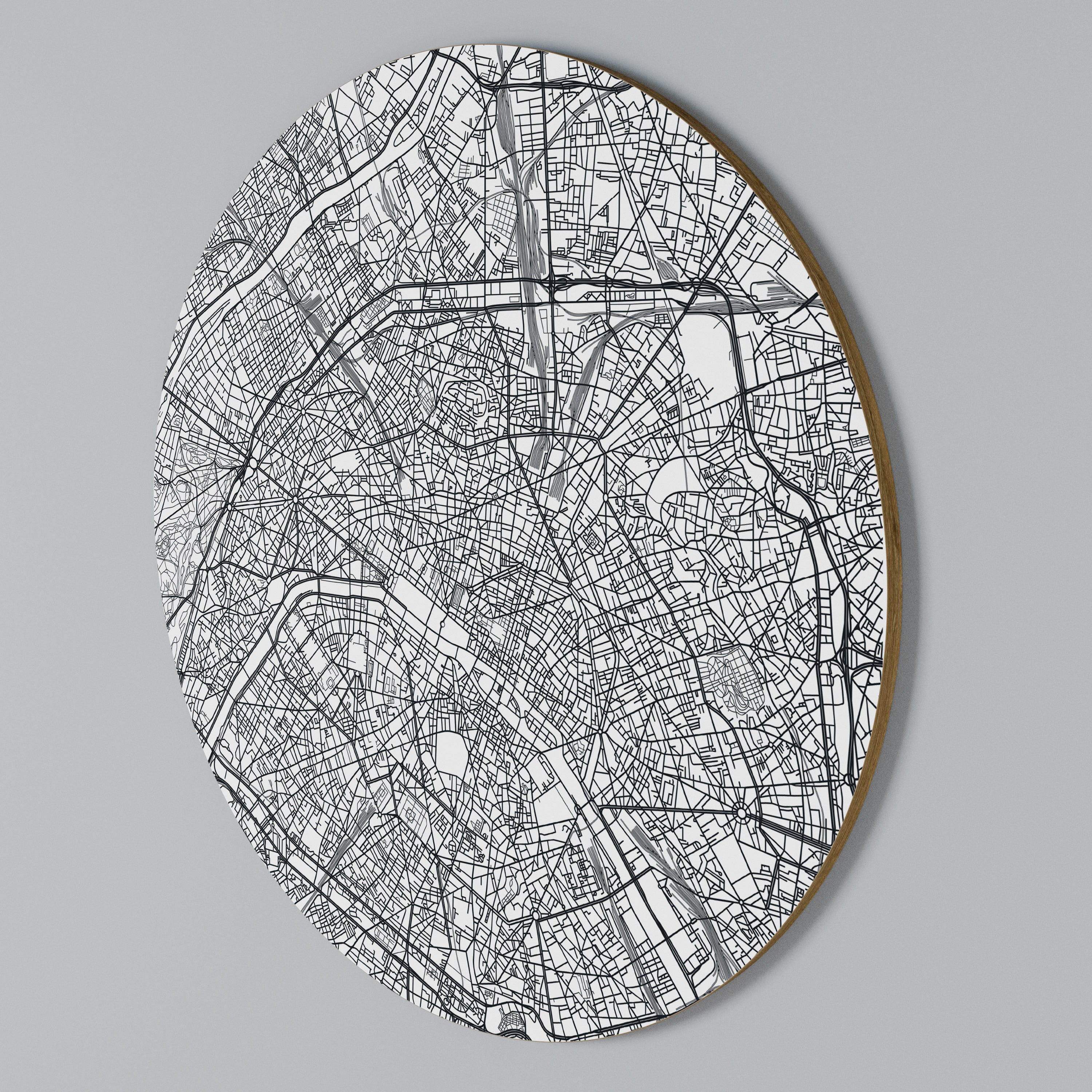 PARIS TOWN PLAN Round Wall Art
