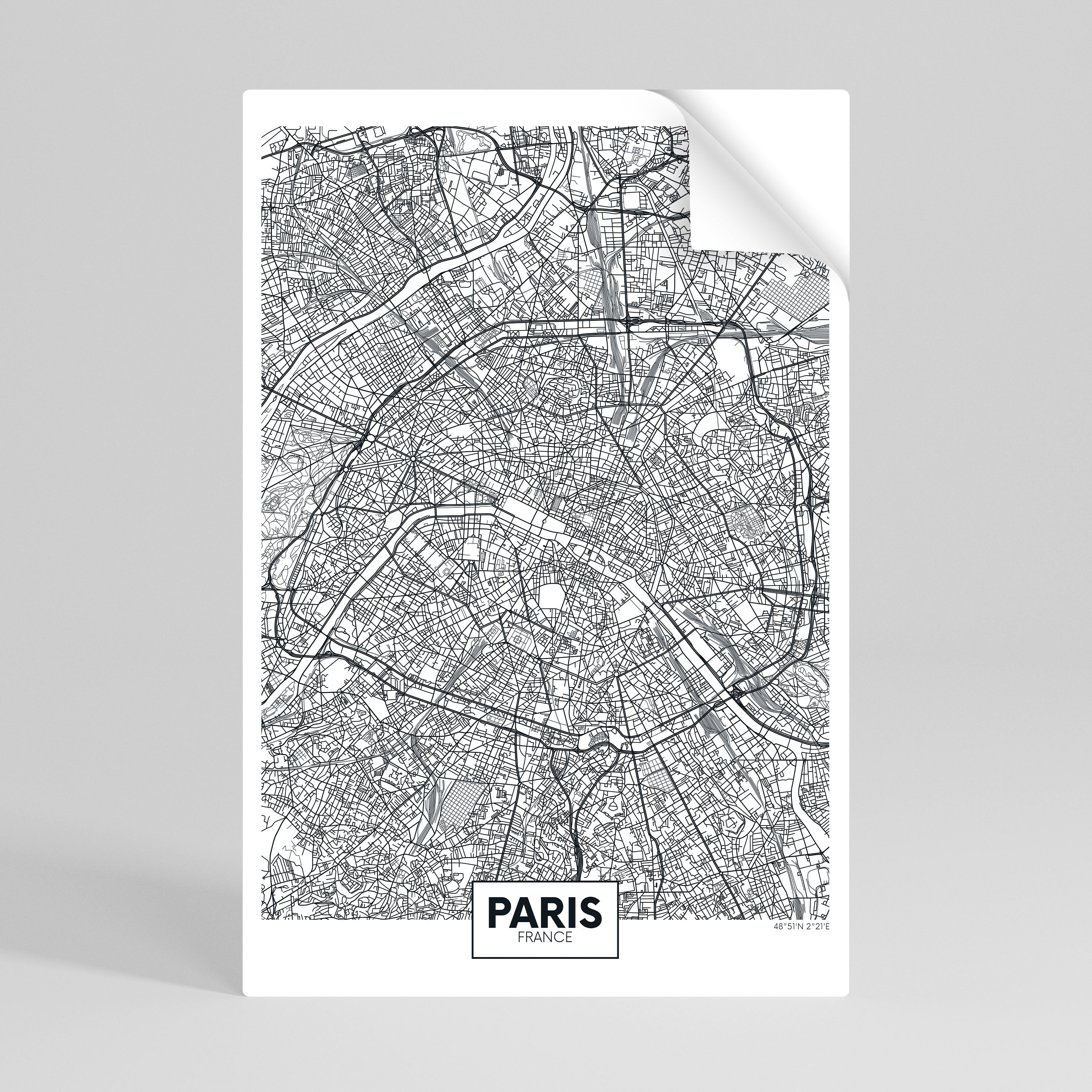 Affiche verticale autocollante du PLAN DE LA VILLE DE PARIS