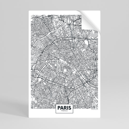 PARIS TOWN PLAN Peel and Stick Vertical Poster