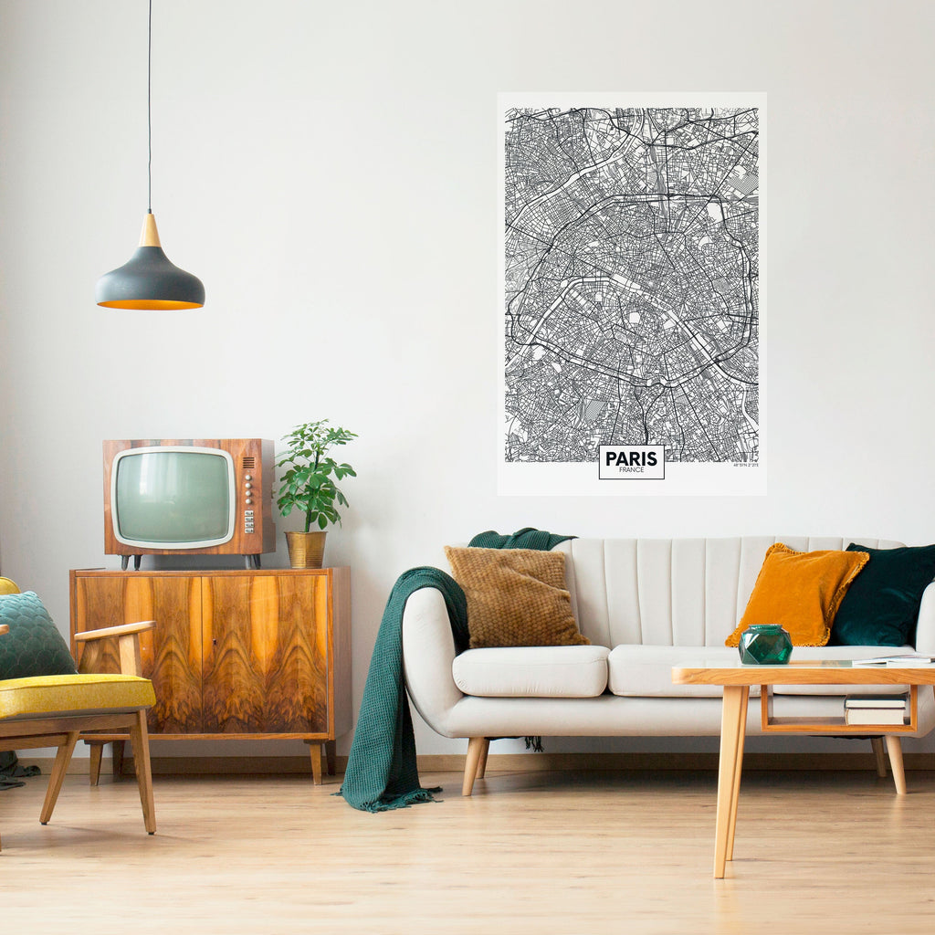 Affiche verticale autocollante du PLAN DE LA VILLE DE PARIS