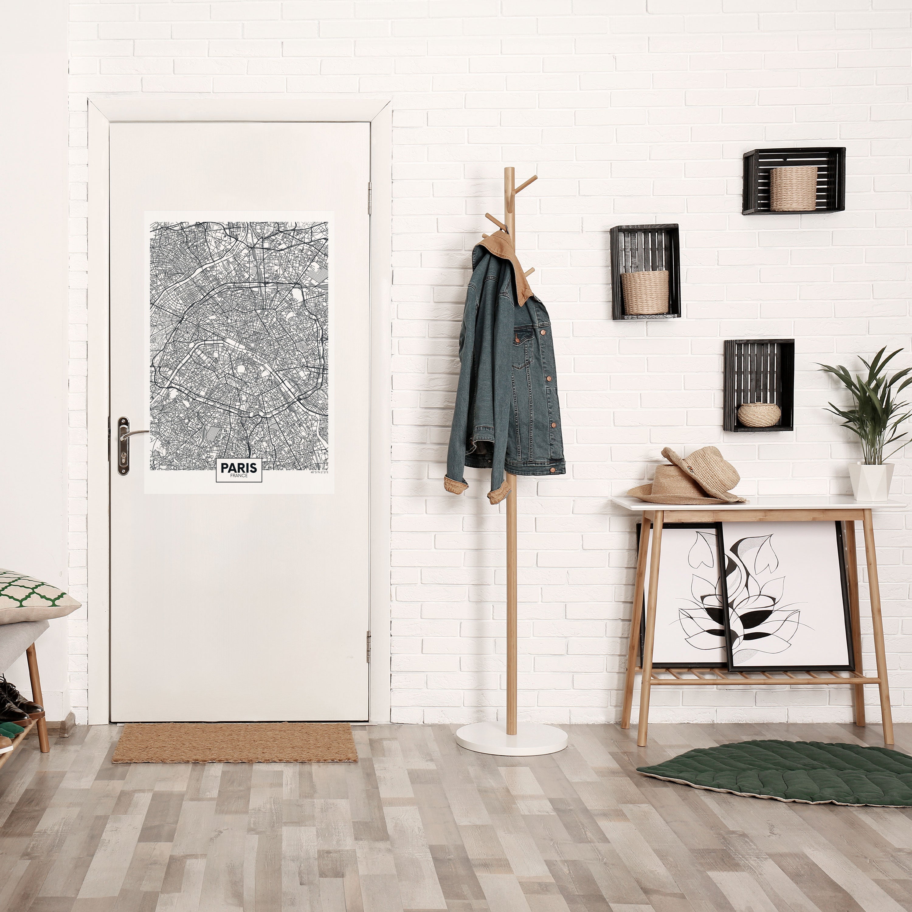Affiche verticale autocollante du PLAN DE LA VILLE DE PARIS