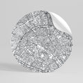 PARIS TOWN PLAN Peel and Stick Round Sticker
