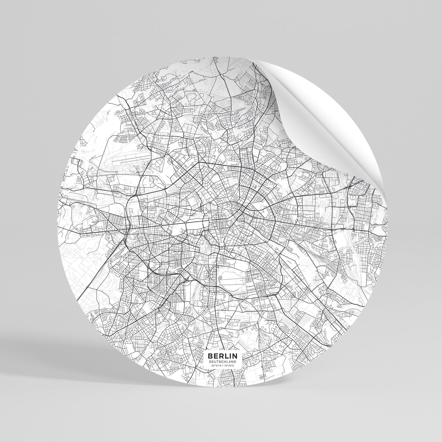 BERLIN PLAN Peel and Stick Round Sticker