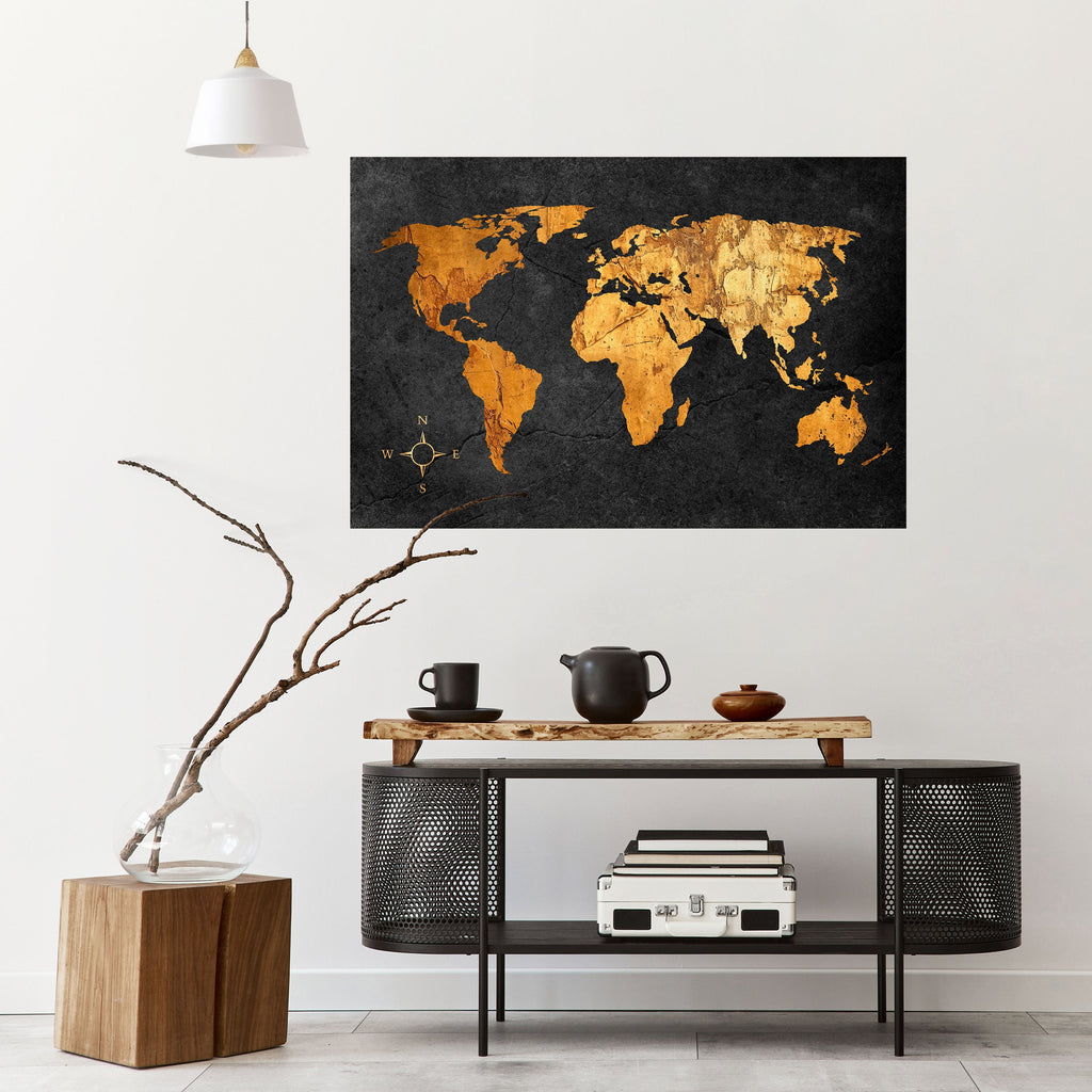 Affiche horizontale autocollante ILLUSION DU GLOBE DORÉ