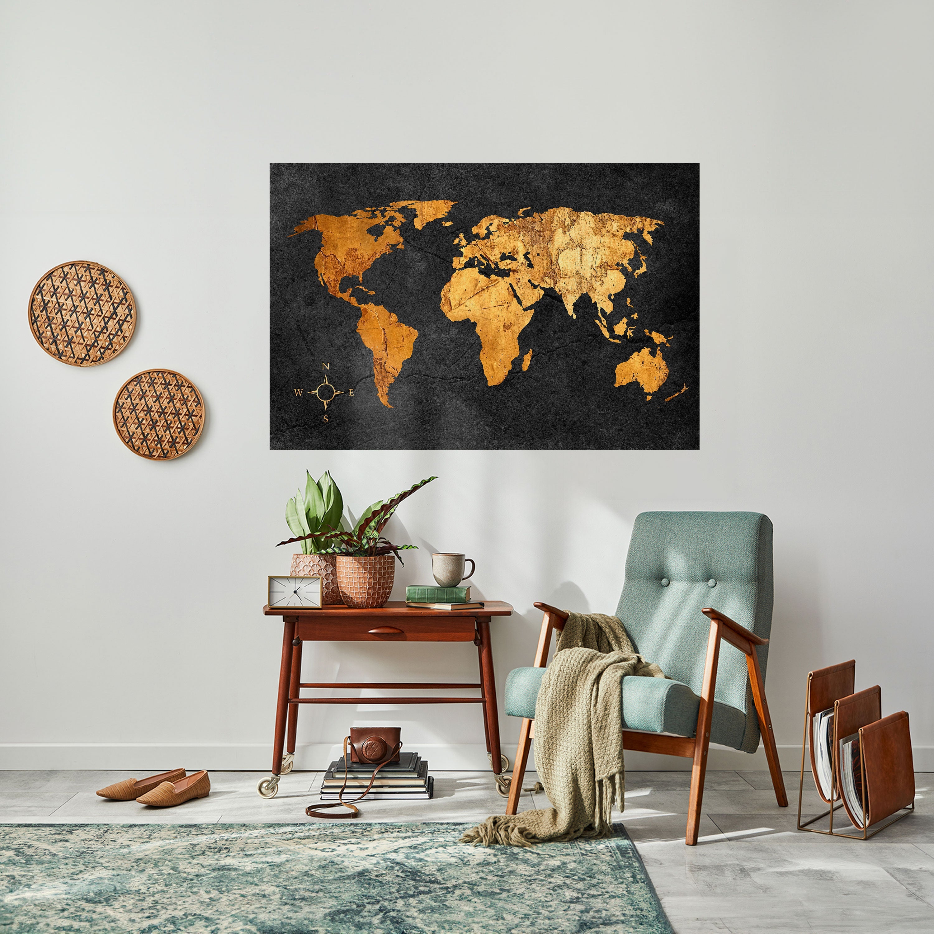 Affiche horizontale autocollante ILLUSION DU GLOBE DORÉ