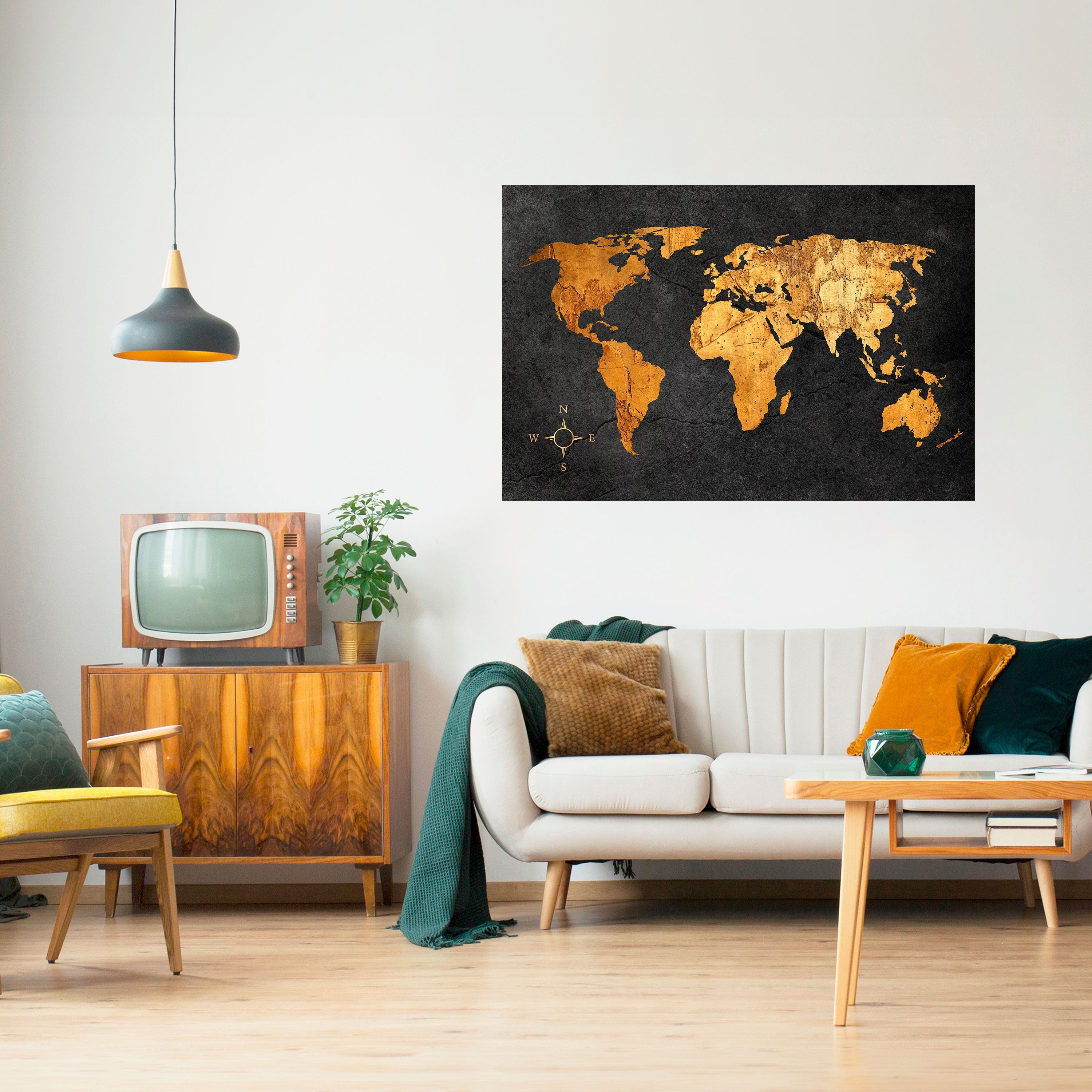 Affiche horizontale autocollante ILLUSION DU GLOBE DORÉ