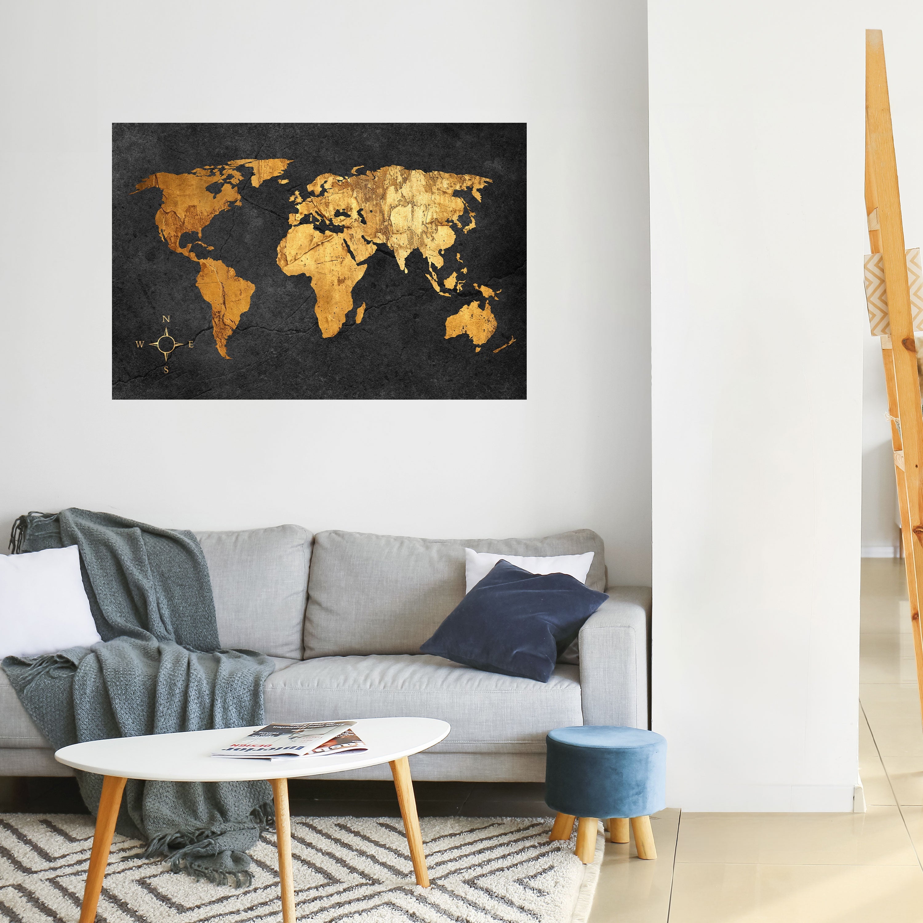 Affiche horizontale autocollante ILLUSION DU GLOBE DORÉ