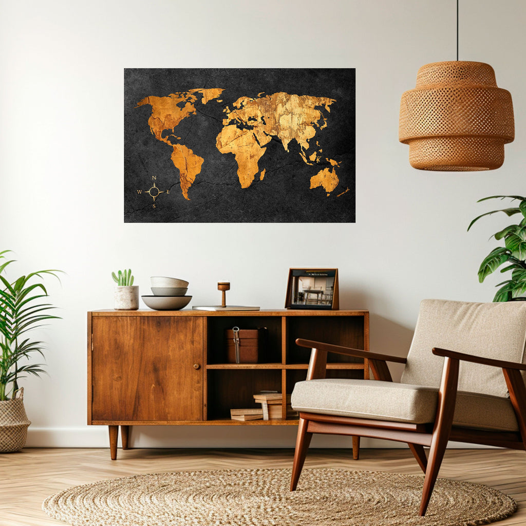 Affiche horizontale autocollante ILLUSION DU GLOBE DORÉ