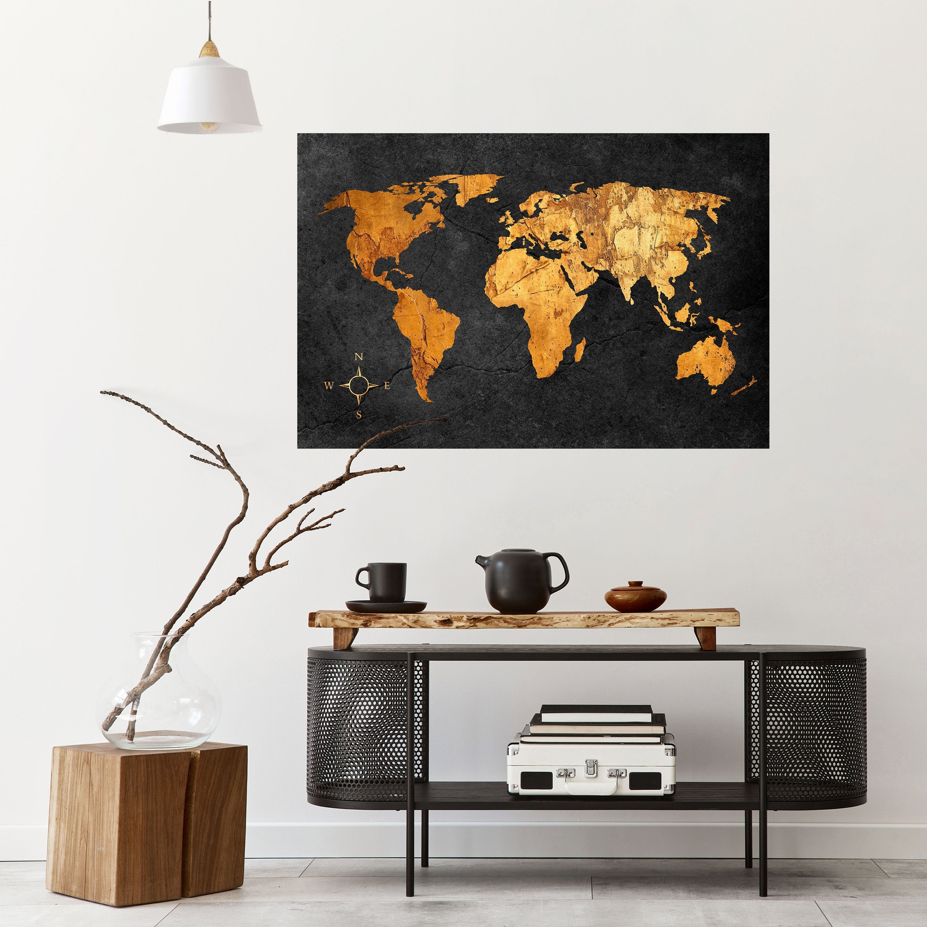 Affiche horizontale autocollante ILLUSION DU GLOBE DORÉ