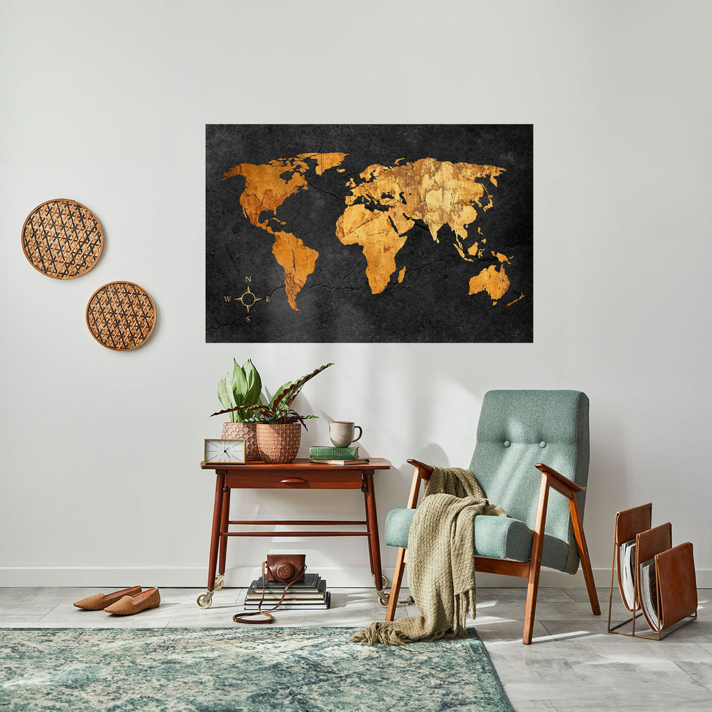 Affiche horizontale autocollante ILLUSION DU GLOBE DORÉ