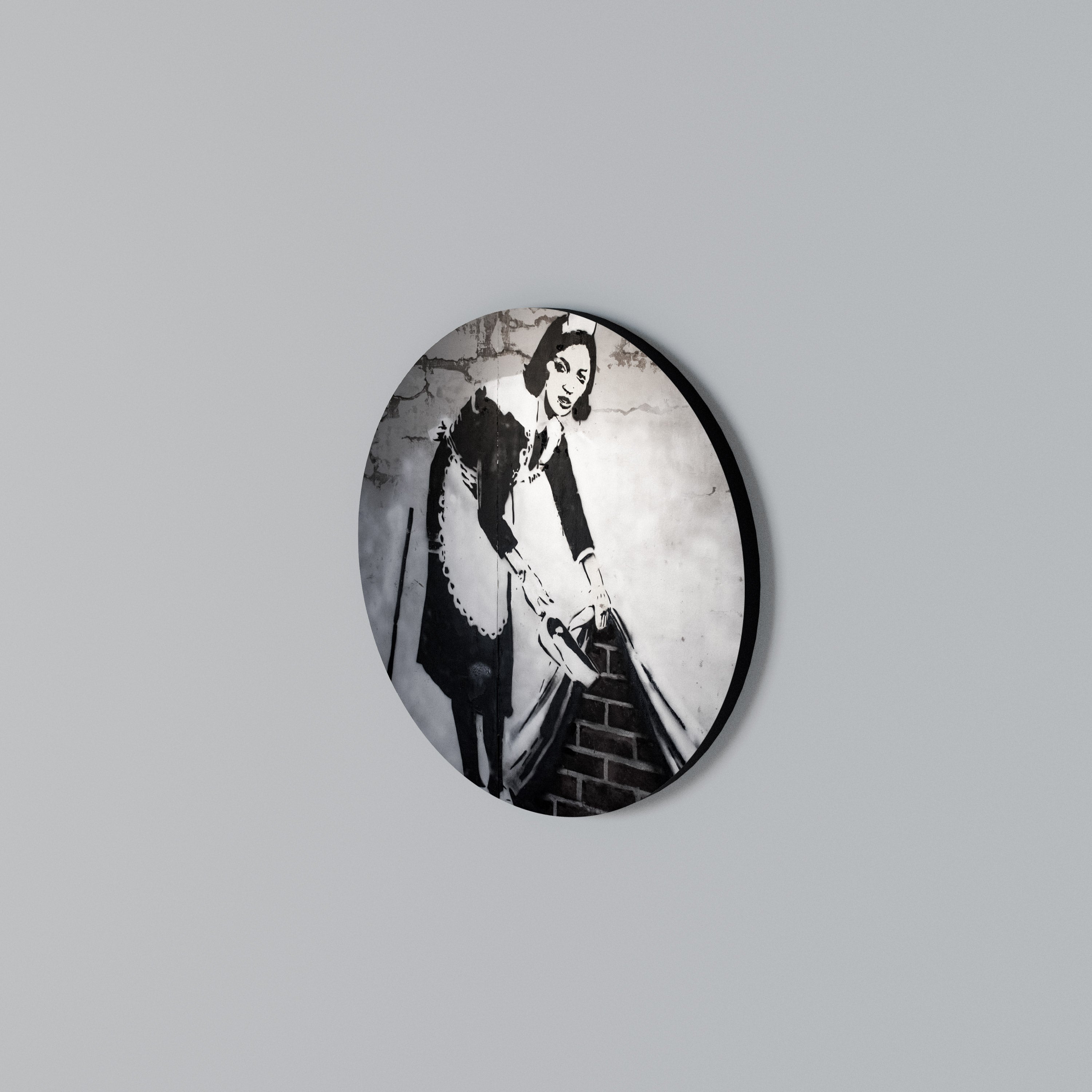 SWEEPING UNDER (BANKSY) Round Wall Art