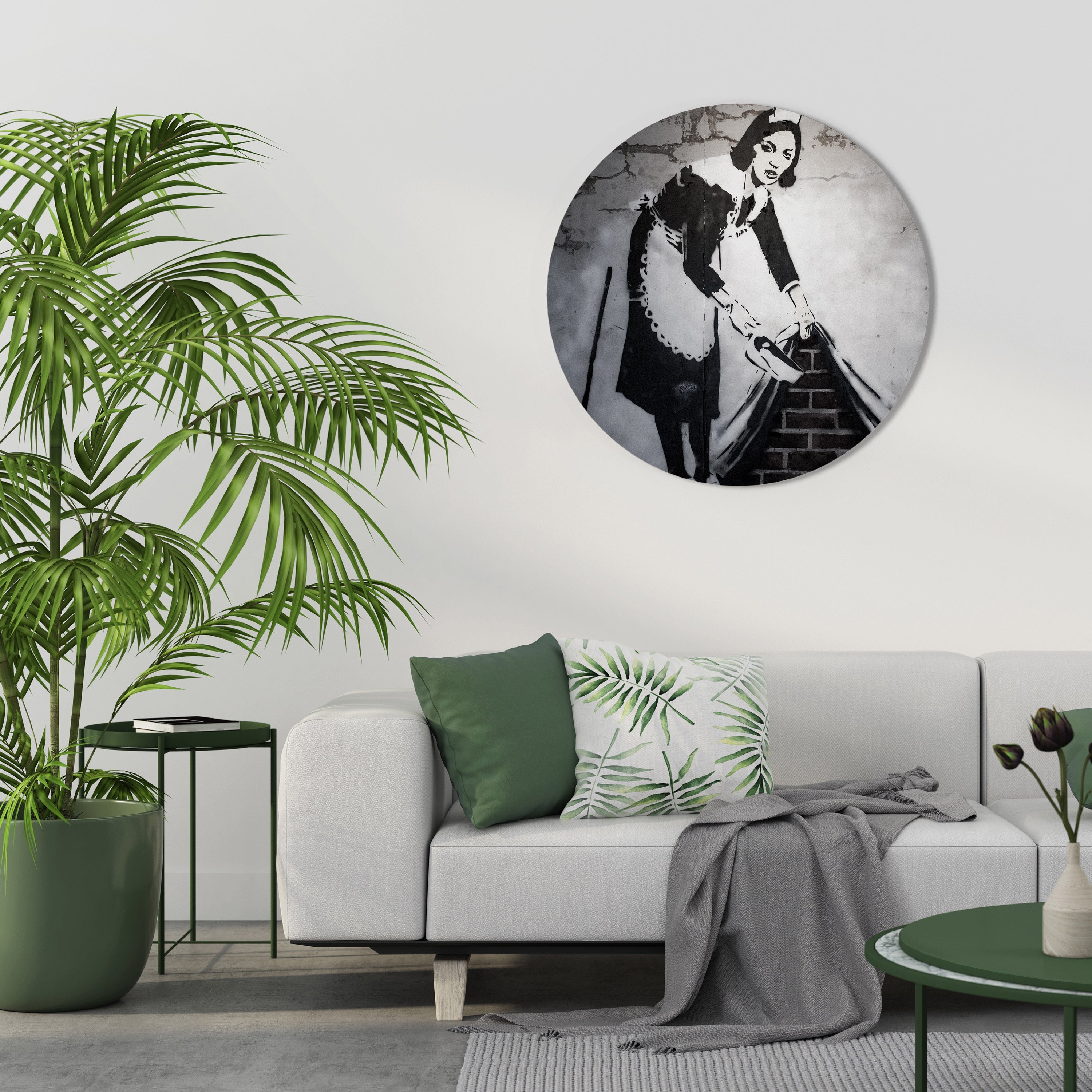 SWEEPING UNDER (BANKSY) Décoration murale ronde