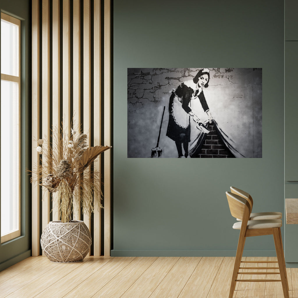 Affiche horizontale autocollante « SWEEPING UNDER » (BANKSY)