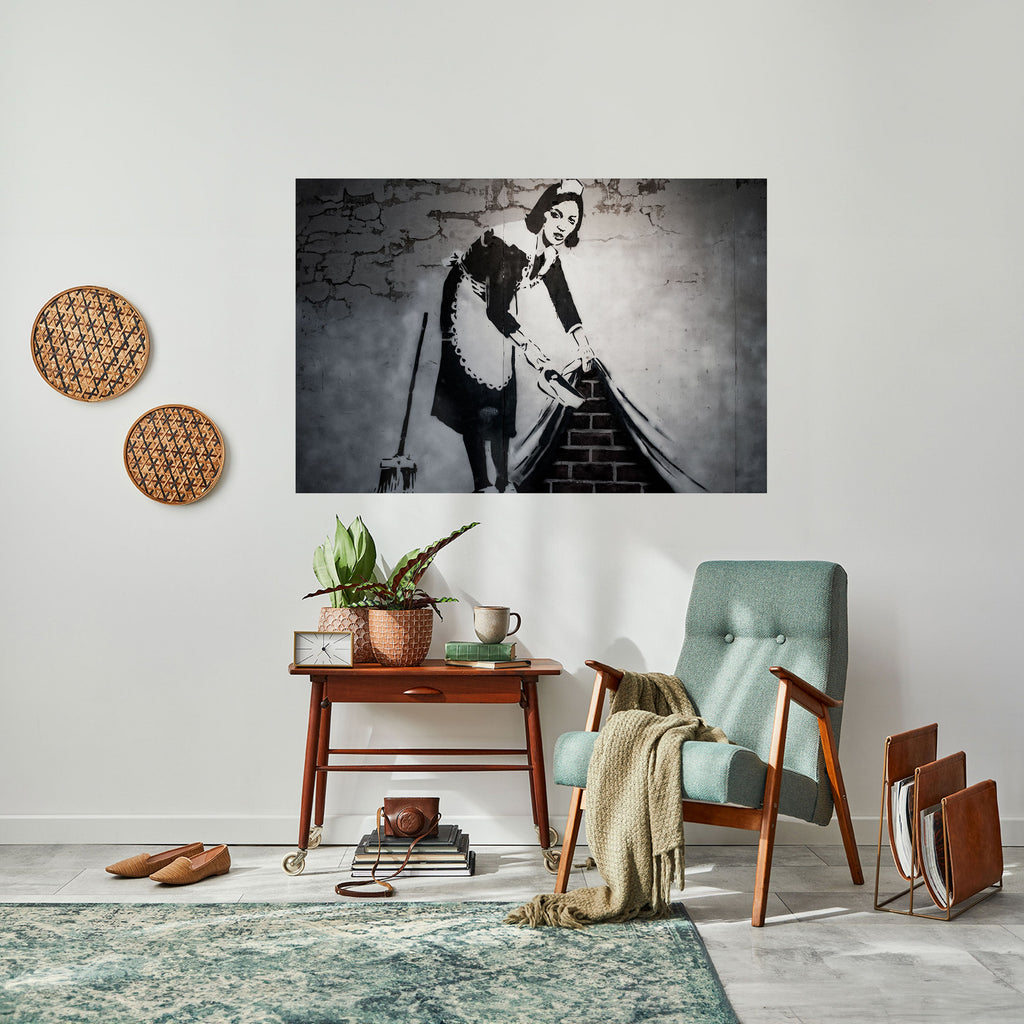 Affiche horizontale autocollante « SWEEPING UNDER » (BANKSY)