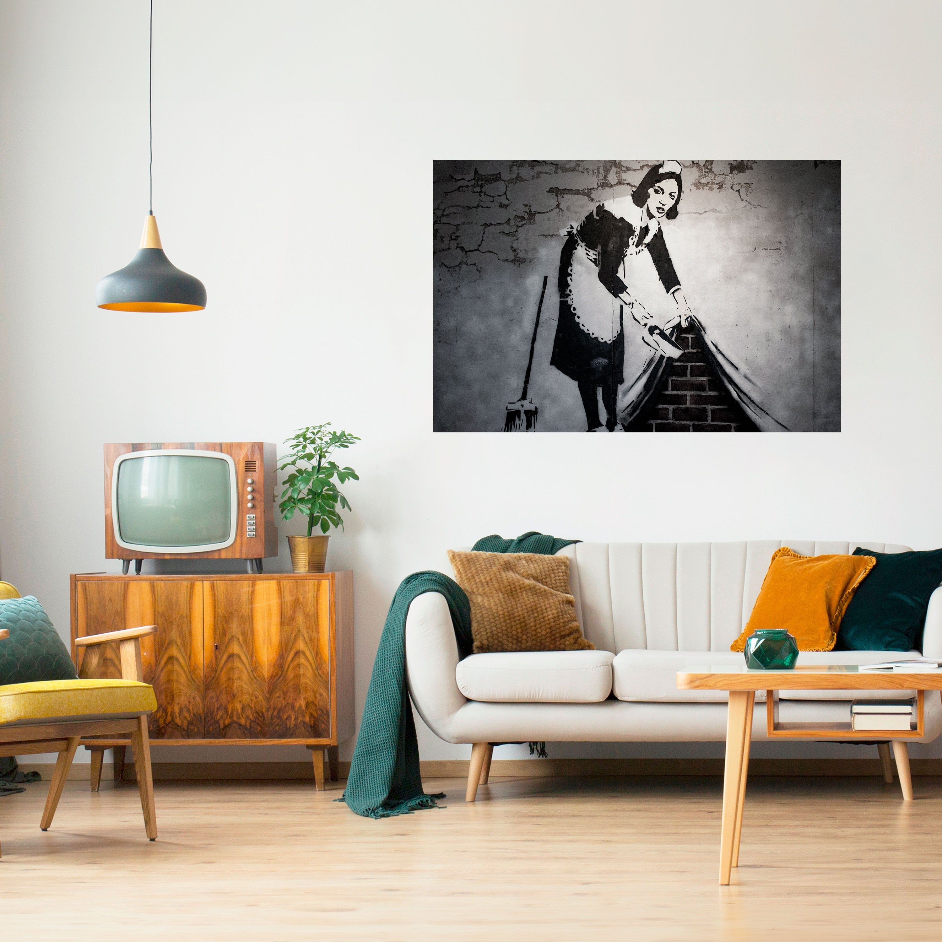 Affiche horizontale autocollante « SWEEPING UNDER » (BANKSY)