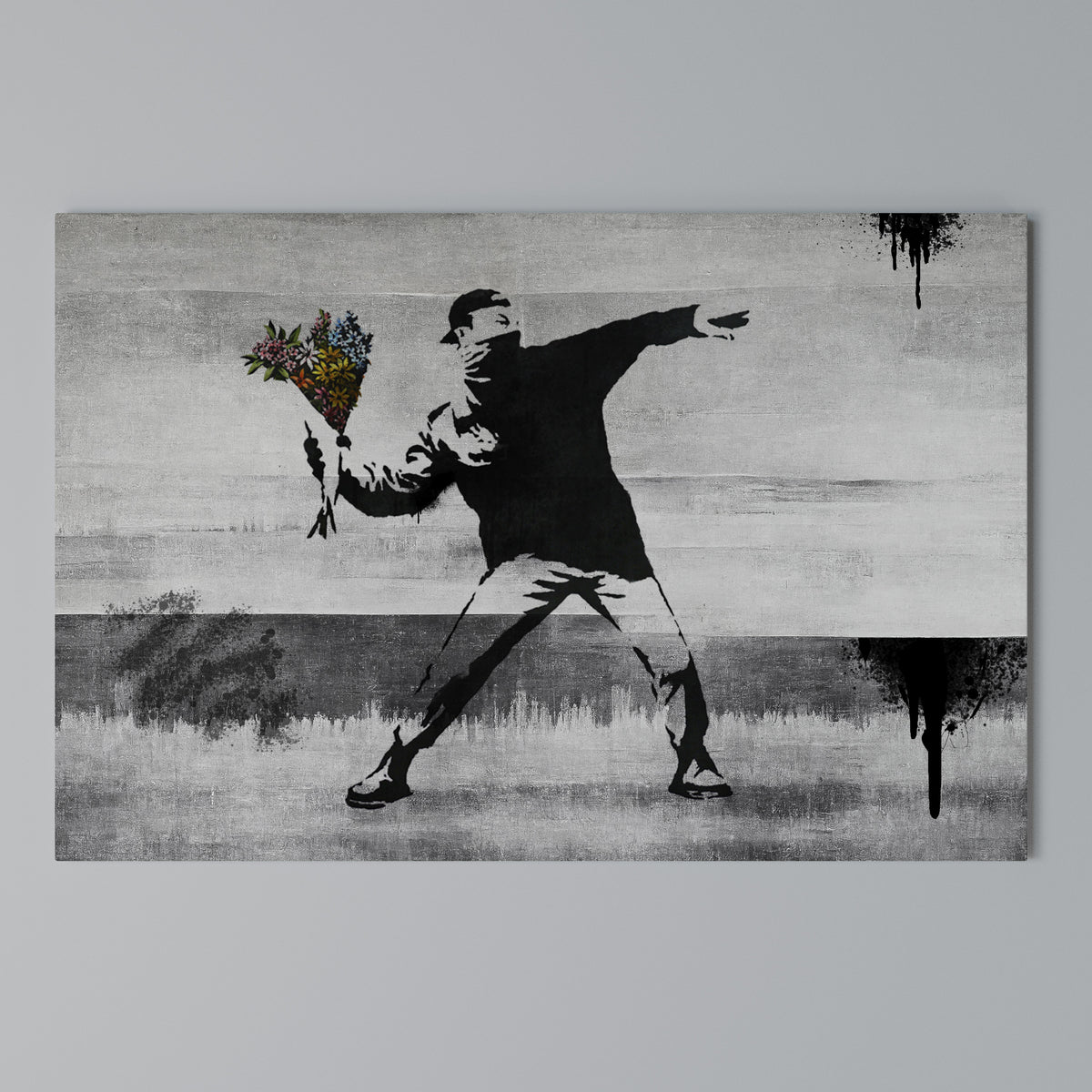 FLOWER BOMBER (BANKSY) Horizontal Canvas Print