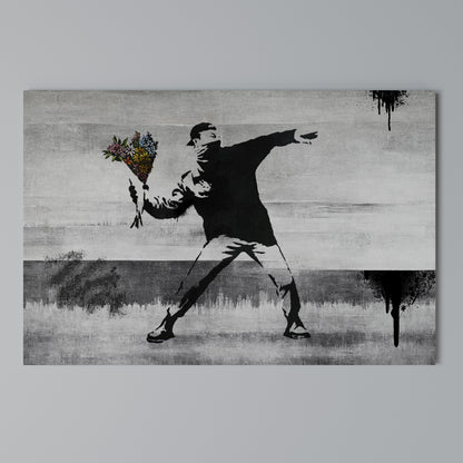 FLOWER BOMBER (BANKSY) Horizontal Canvas Print