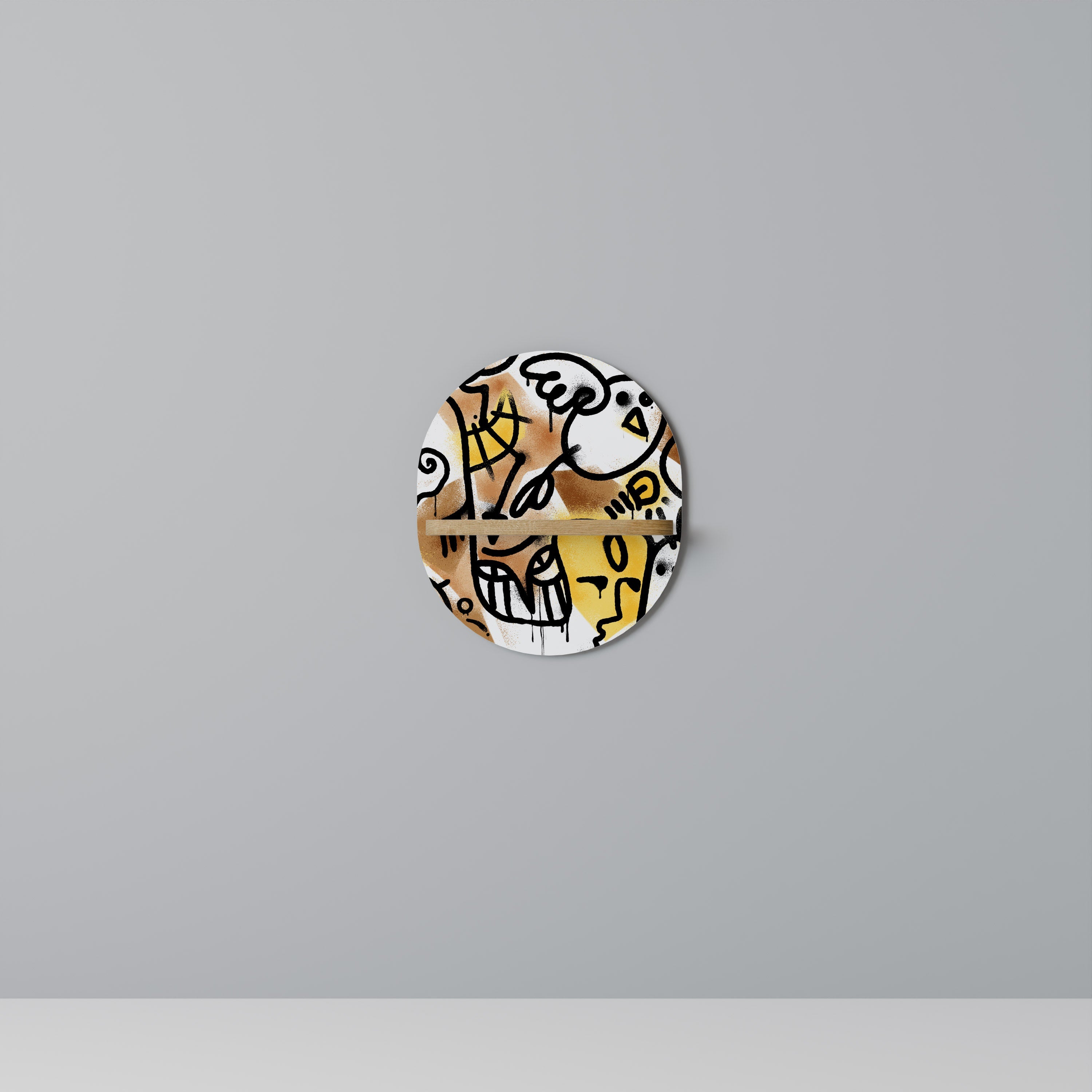 Étagère d'art ovale URBAN CANVAS effet chêne