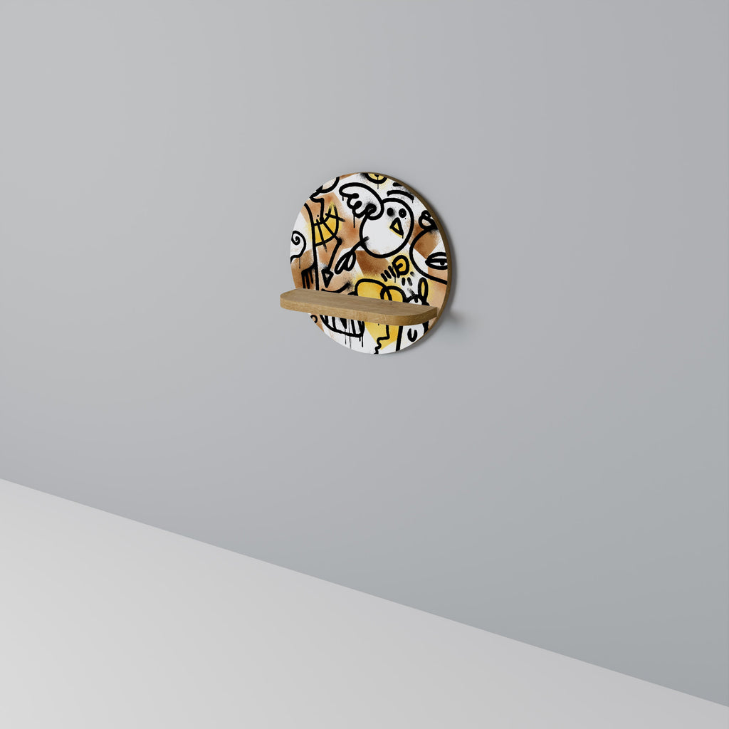 Étagère d'art ronde URBAN CANVAS effet chêne