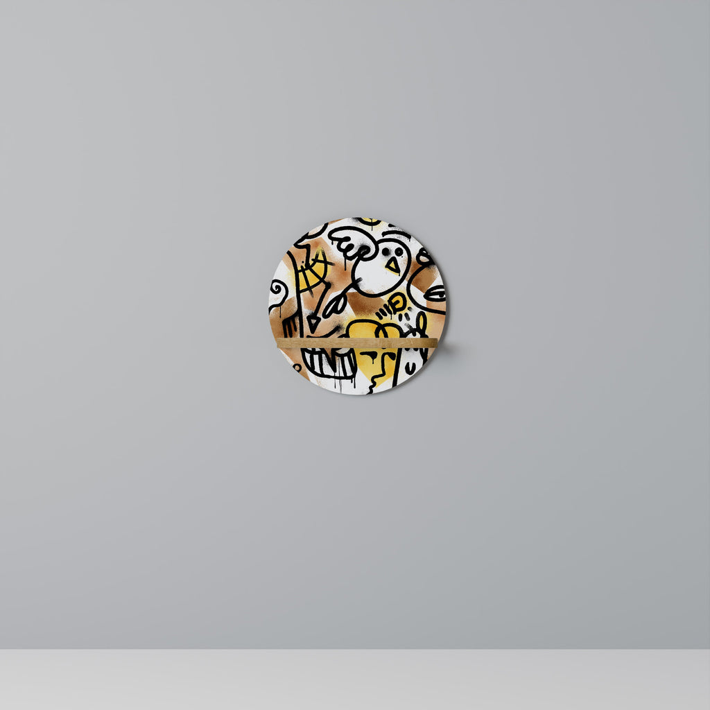 Étagère d'art ronde URBAN CANVAS effet chêne