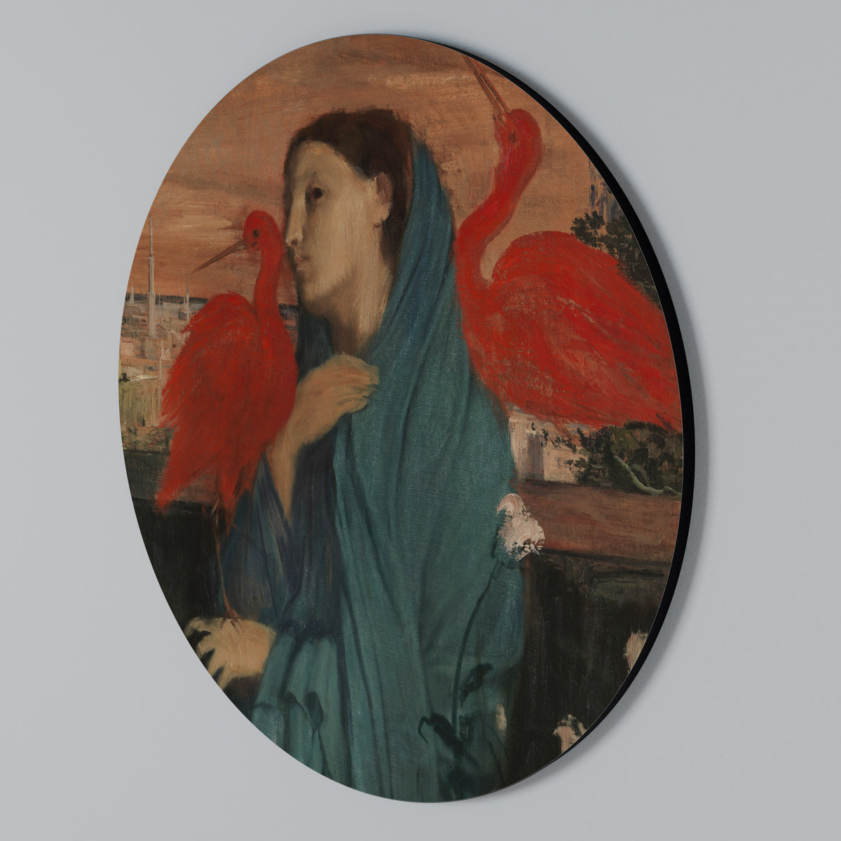 YOUNG WOMAN WITH IBIS Round Wall Art