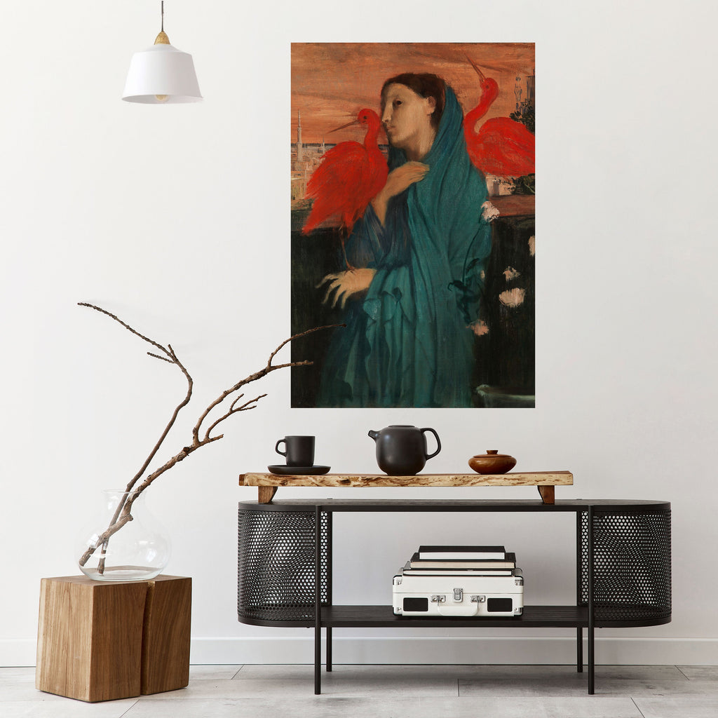 JEUNE FEMME AVEC IBIS Affiche verticale autocollante