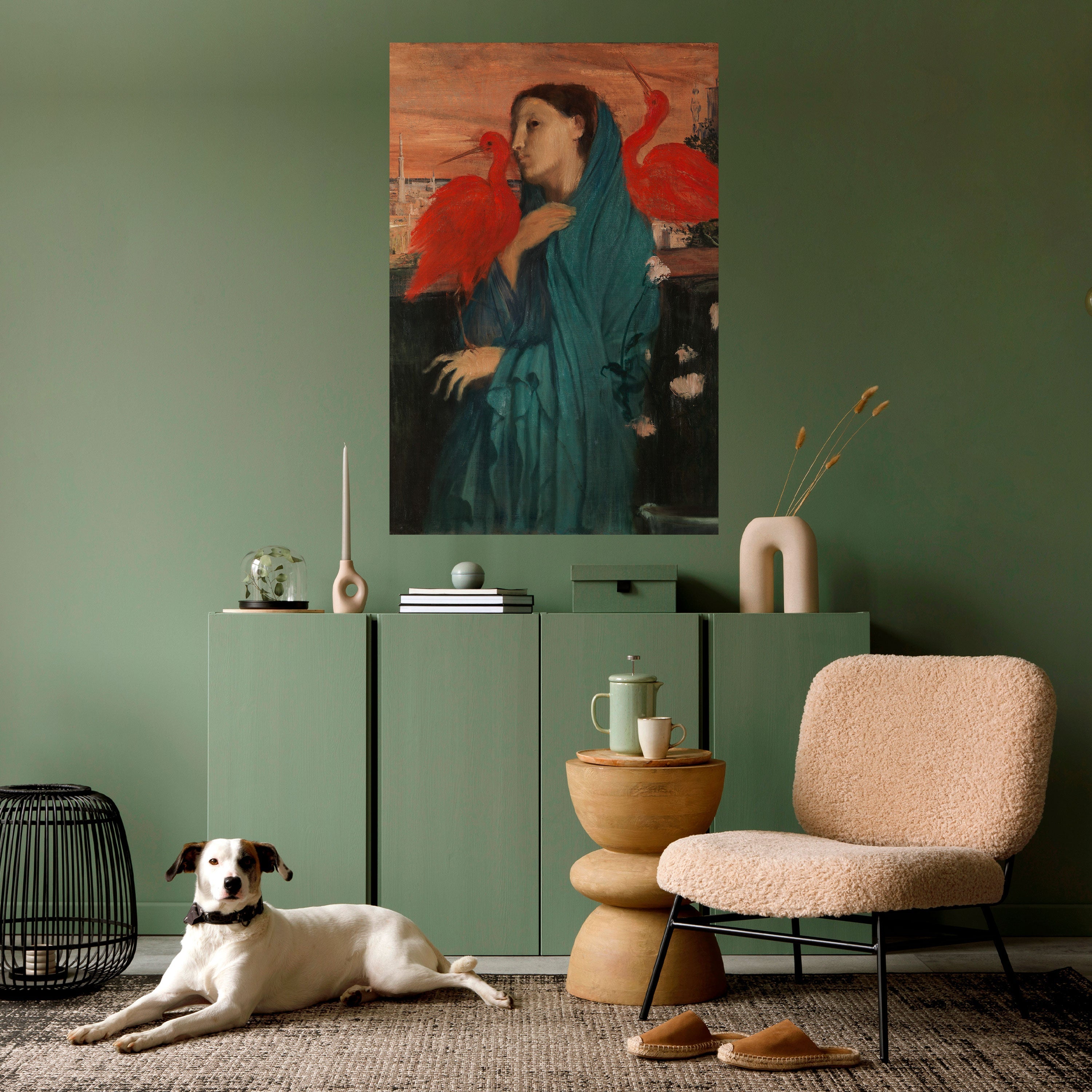 JEUNE FEMME AVEC IBIS Affiche verticale autocollante