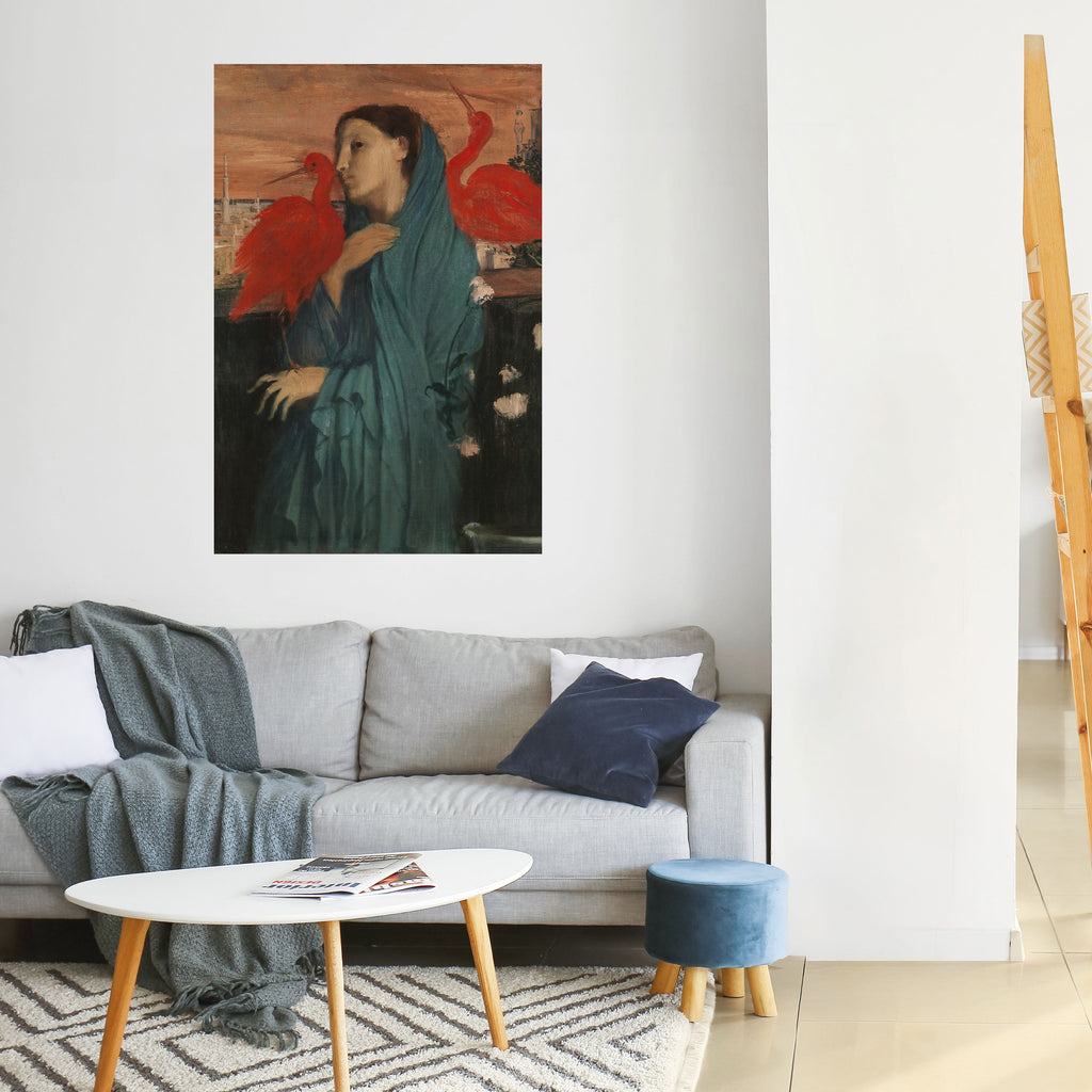 JEUNE FEMME AVEC IBIS Affiche verticale autocollante