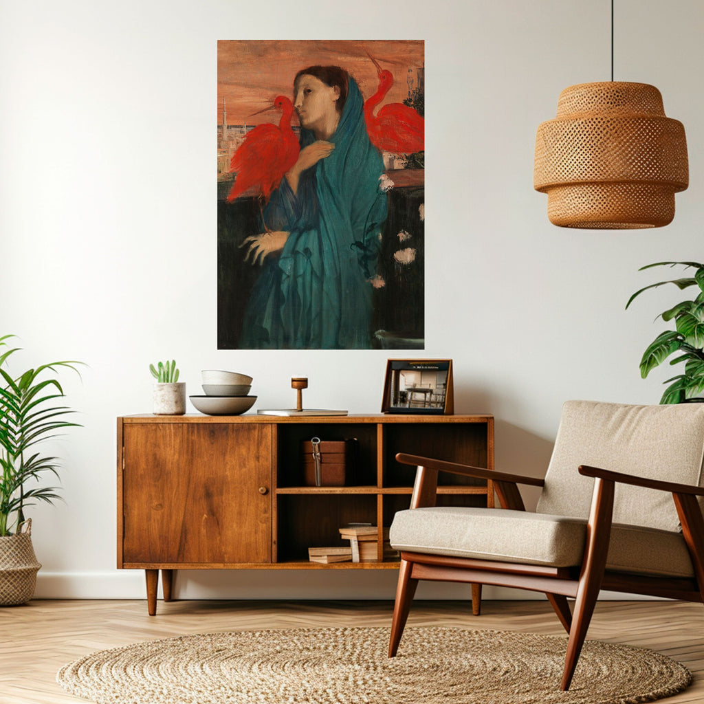 JEUNE FEMME AVEC IBIS Affiche verticale autocollante