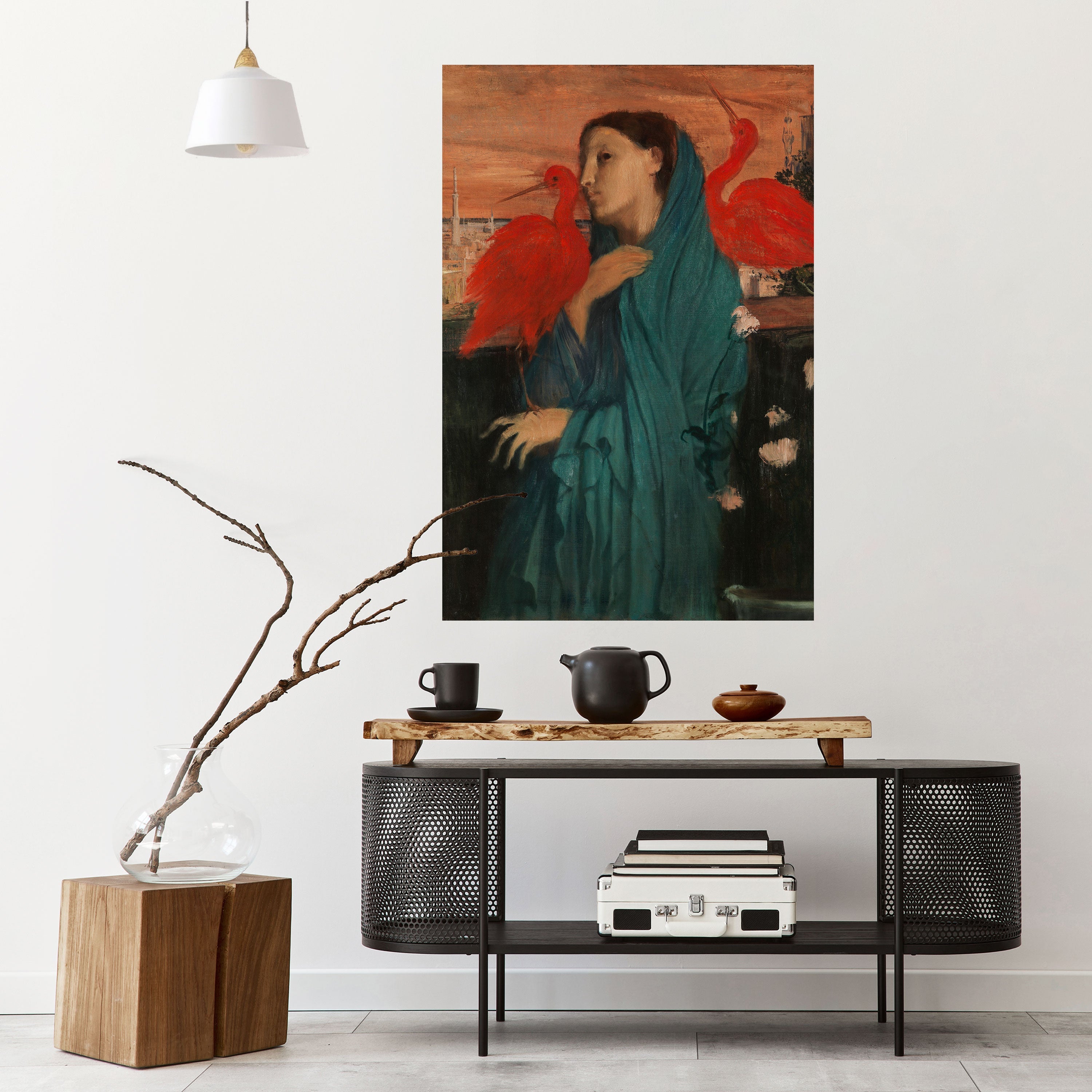 JEUNE FEMME AVEC IBIS Affiche verticale autocollante