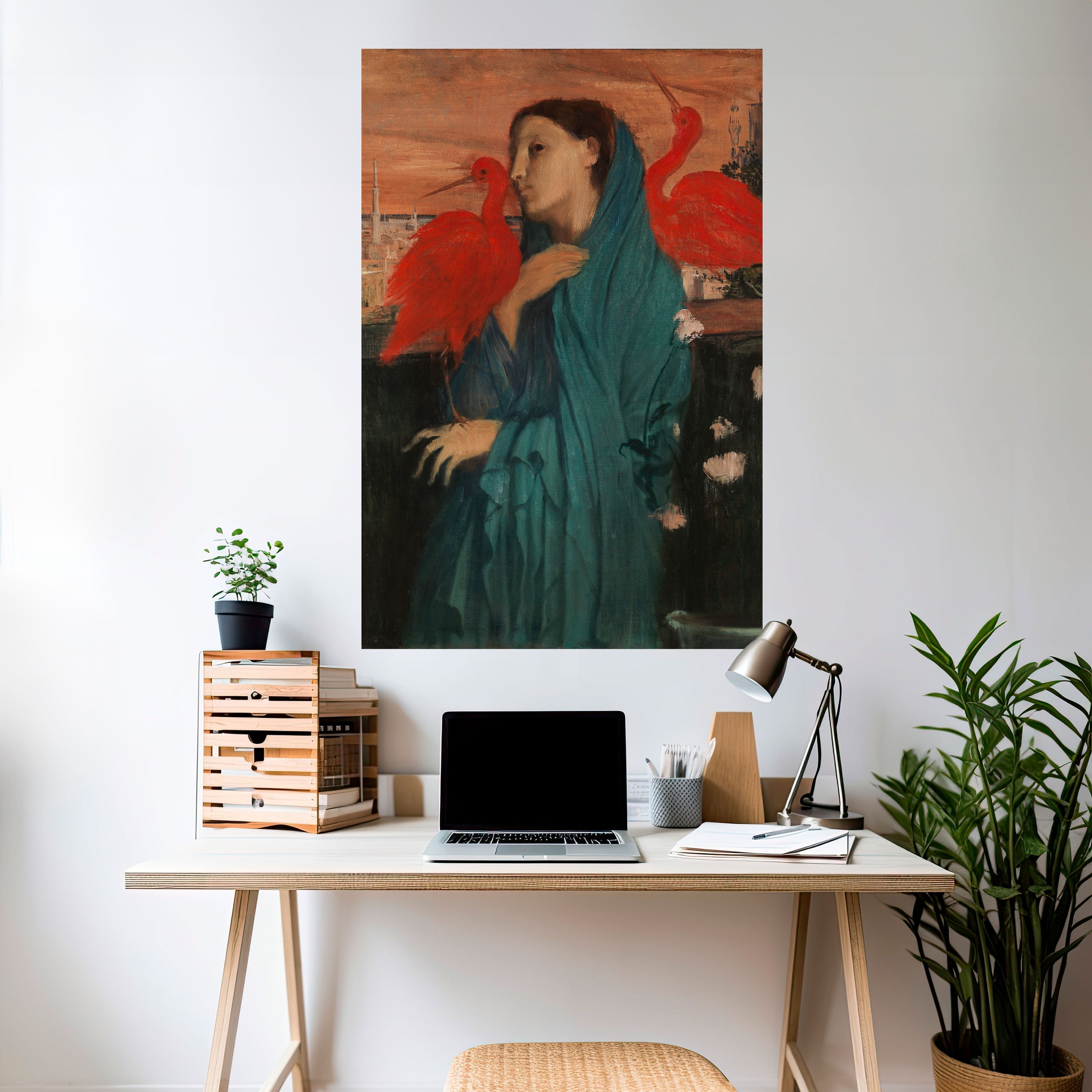 JEUNE FEMME AVEC IBIS Affiche verticale autocollante