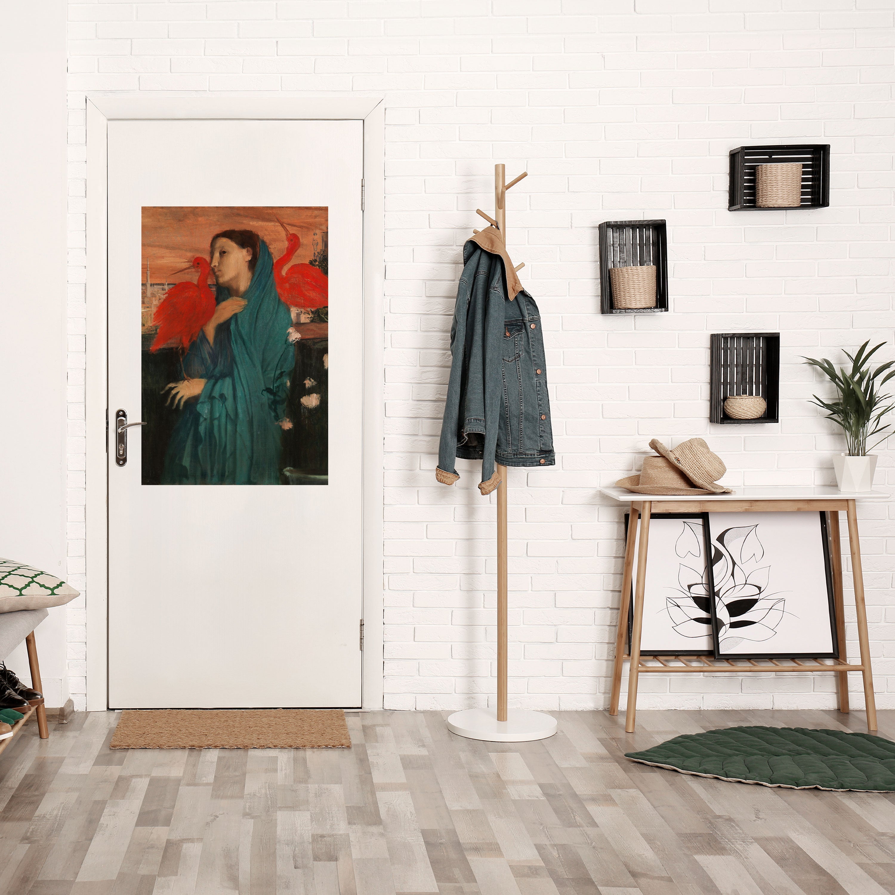 JEUNE FEMME AVEC IBIS Affiche verticale autocollante