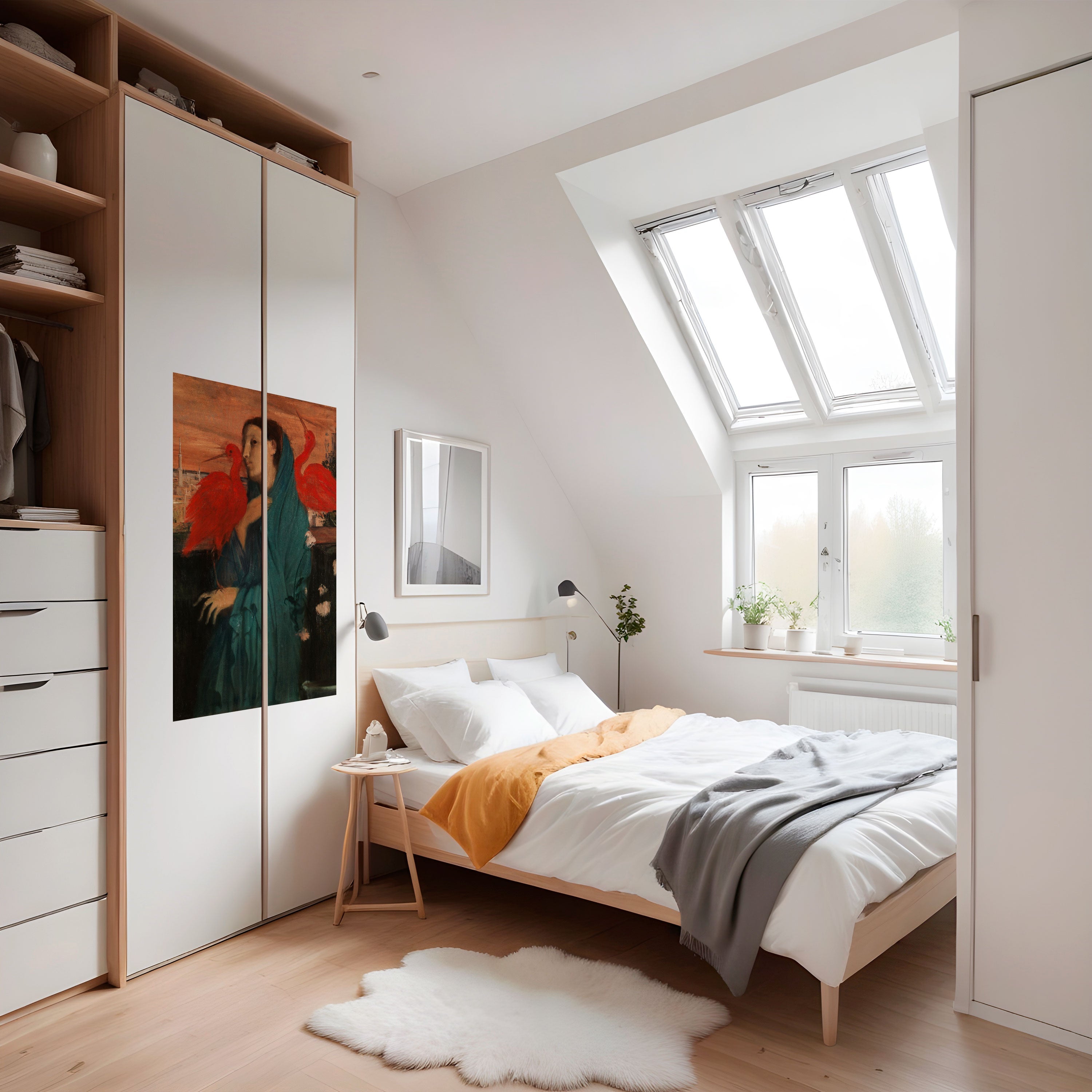 JEUNE FEMME AVEC IBIS Affiche verticale autocollante