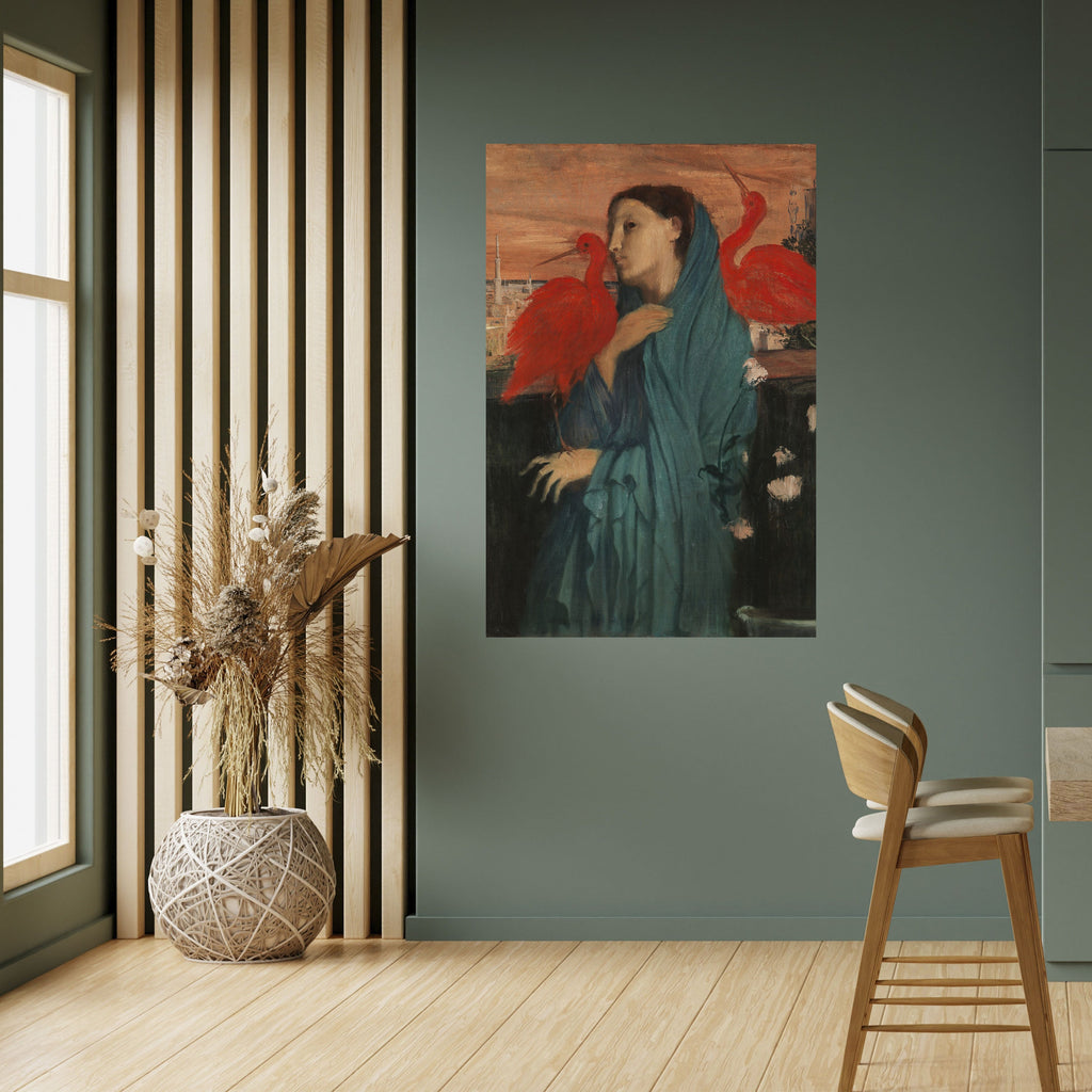 JEUNE FEMME AVEC IBIS Affiche verticale autocollante