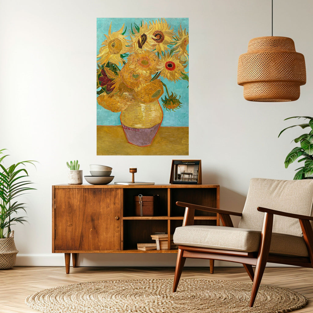 Affiche verticale autocollante « VASE AVEC DOUZE TOURNESOLS »