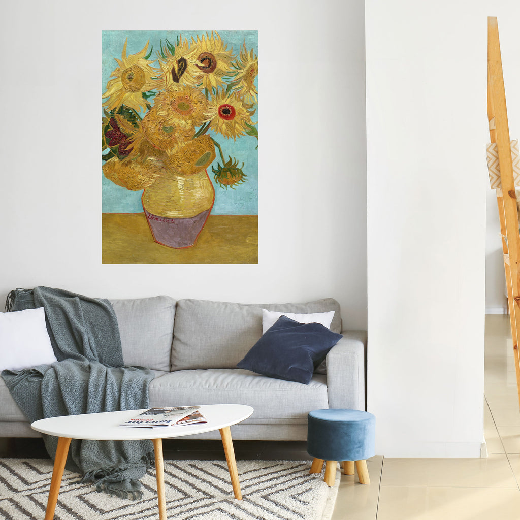 Affiche verticale autocollante « VASE AVEC DOUZE TOURNESOLS »