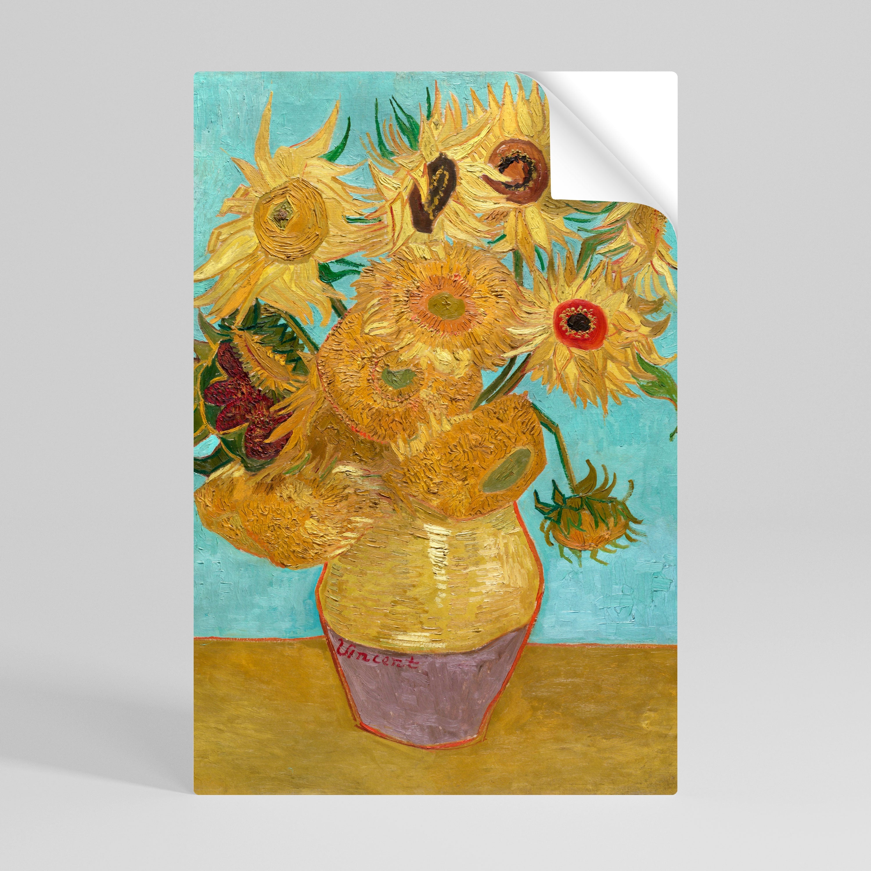 Affiche verticale autocollante « VASE AVEC DOUZE TOURNESOLS »