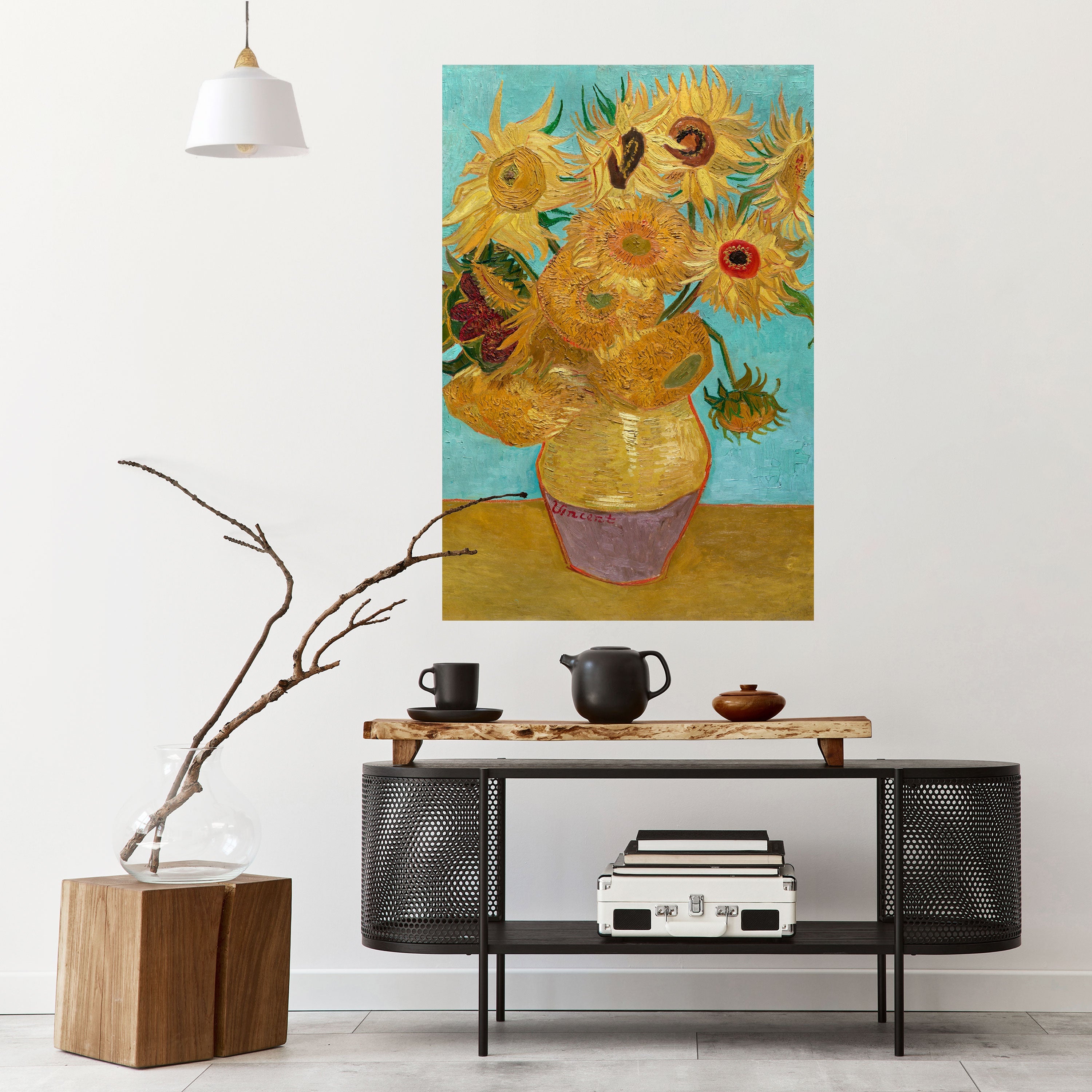Affiche verticale autocollante « VASE AVEC DOUZE TOURNESOLS »