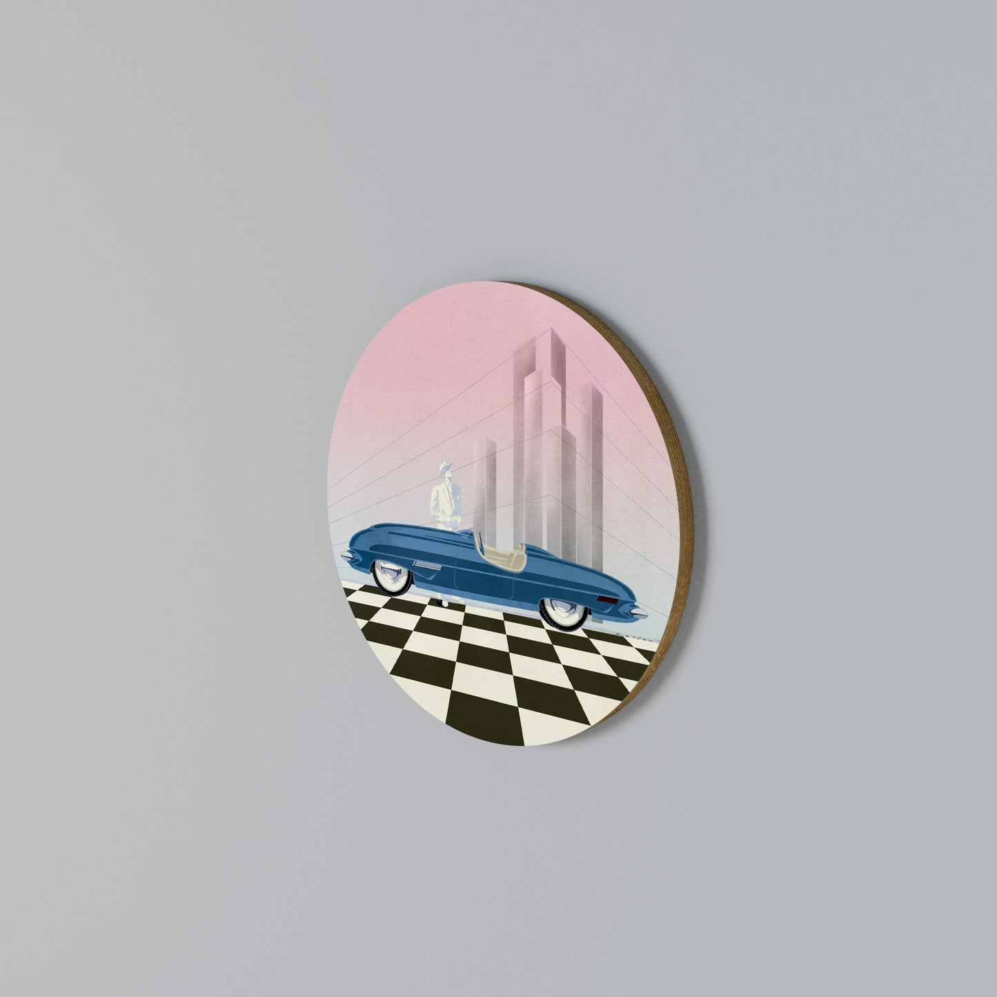 BLUE ROADSTER Round Wall Art