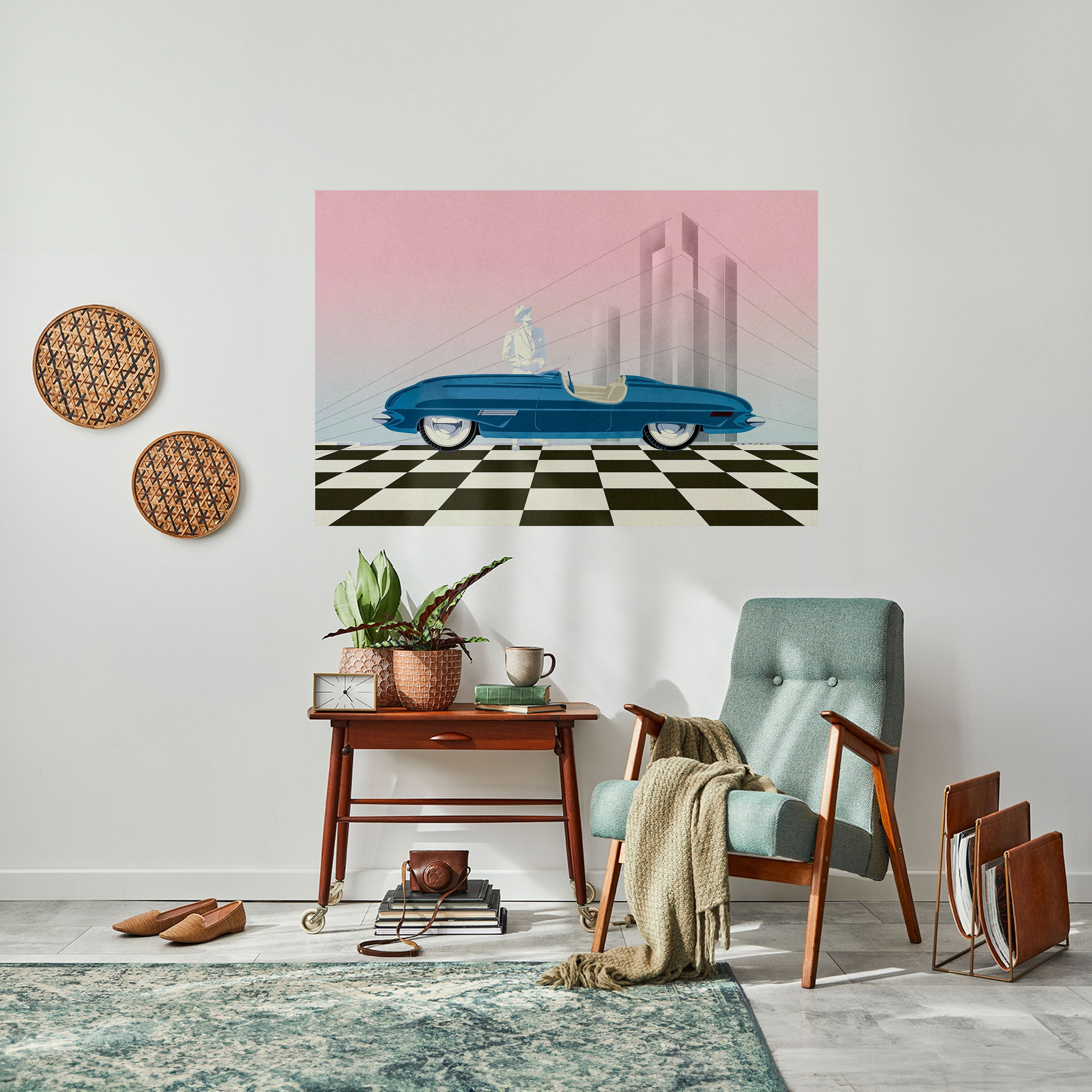 Affiche horizontale autocollante BLUE ROADSTER