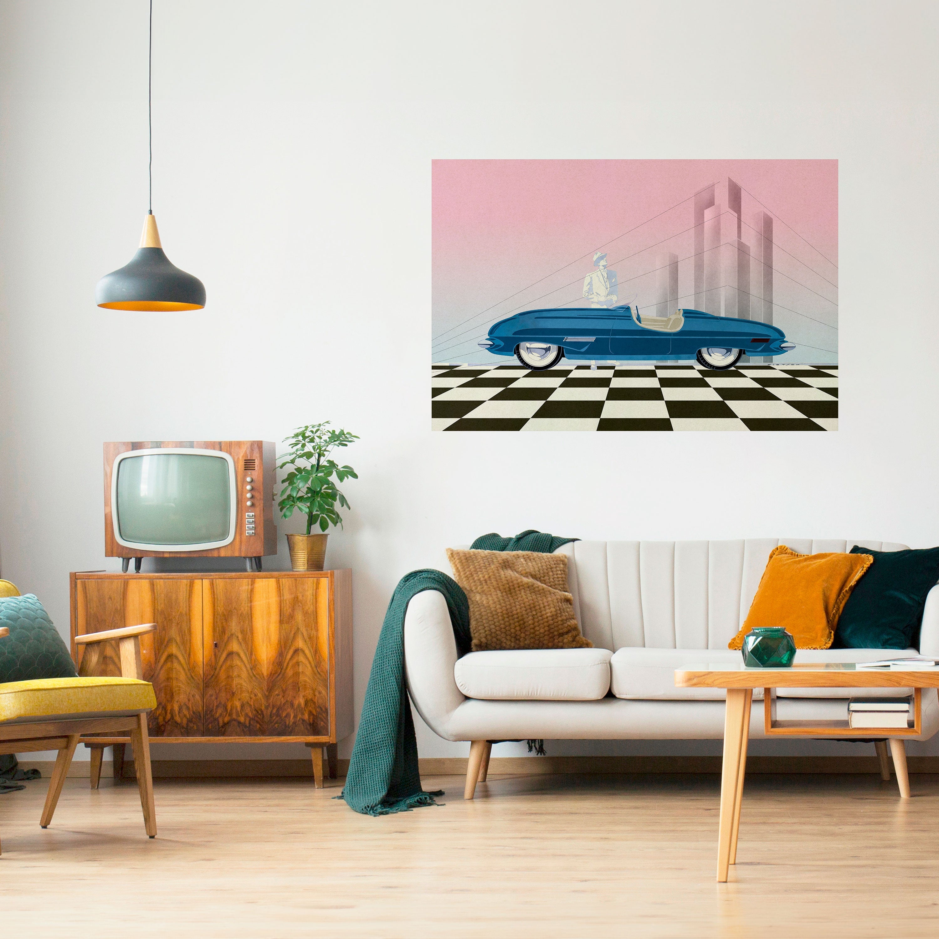 Affiche horizontale autocollante BLUE ROADSTER