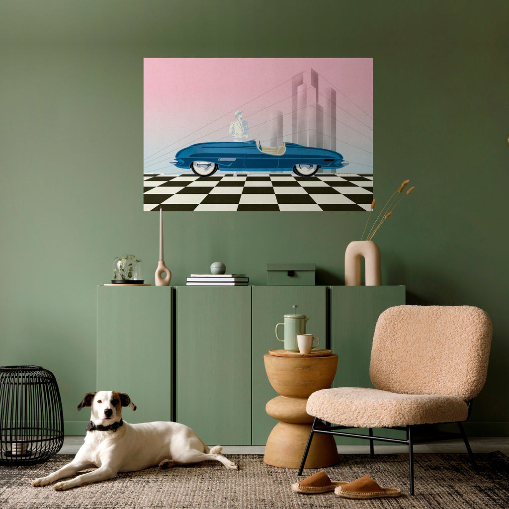 Affiche horizontale autocollante BLUE ROADSTER