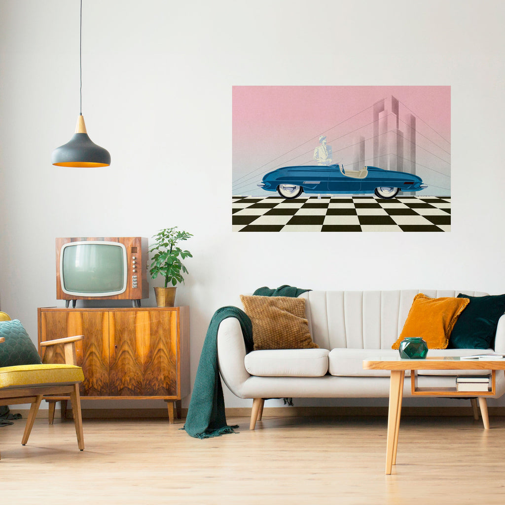 Affiche horizontale autocollante BLUE ROADSTER