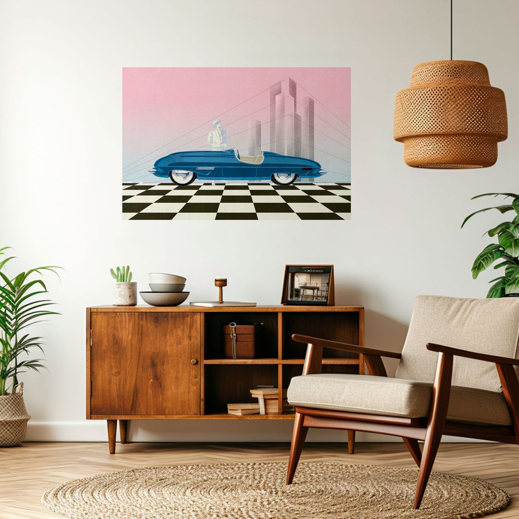Affiche horizontale autocollante BLUE ROADSTER