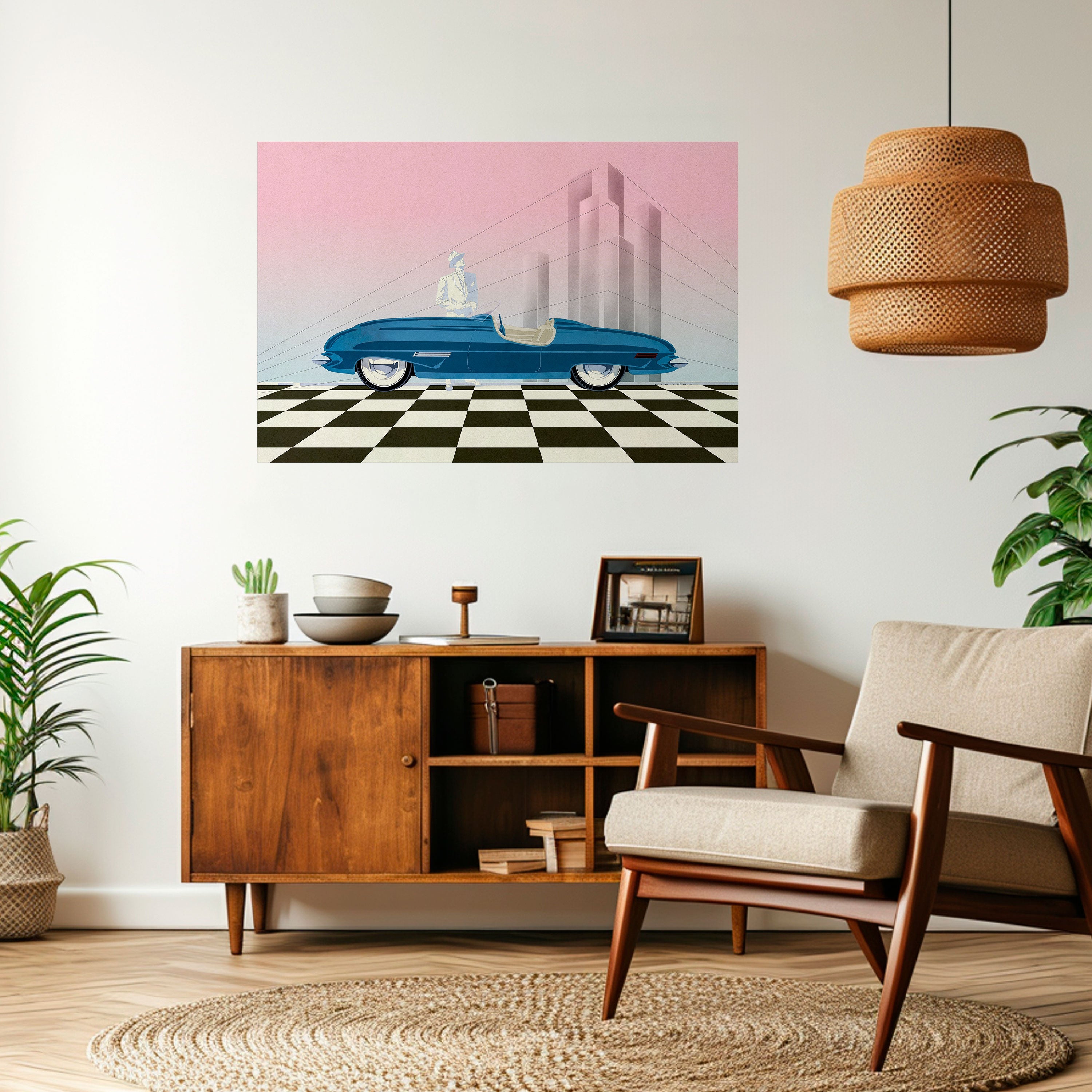 Affiche horizontale autocollante BLUE ROADSTER