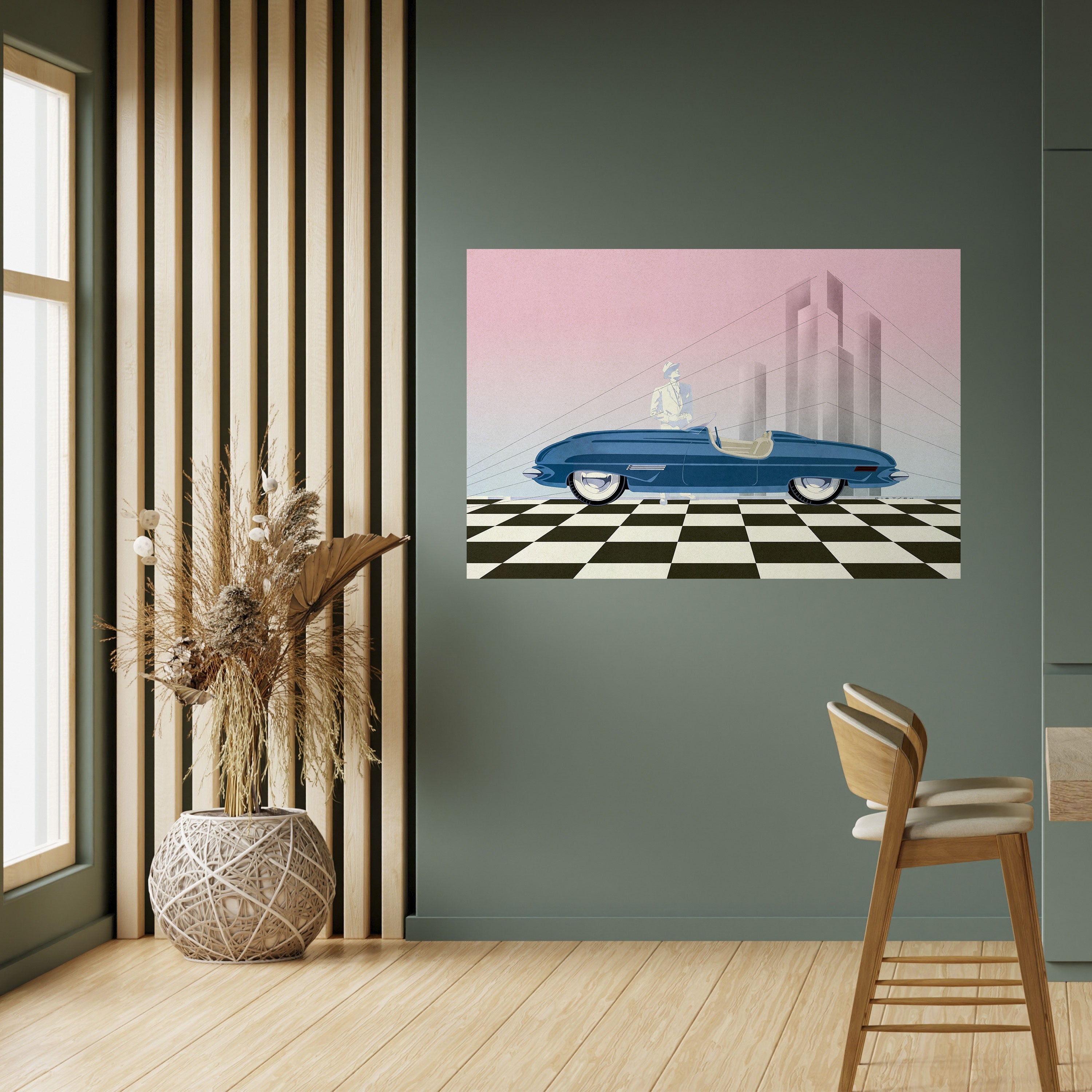 Affiche horizontale autocollante BLUE ROADSTER