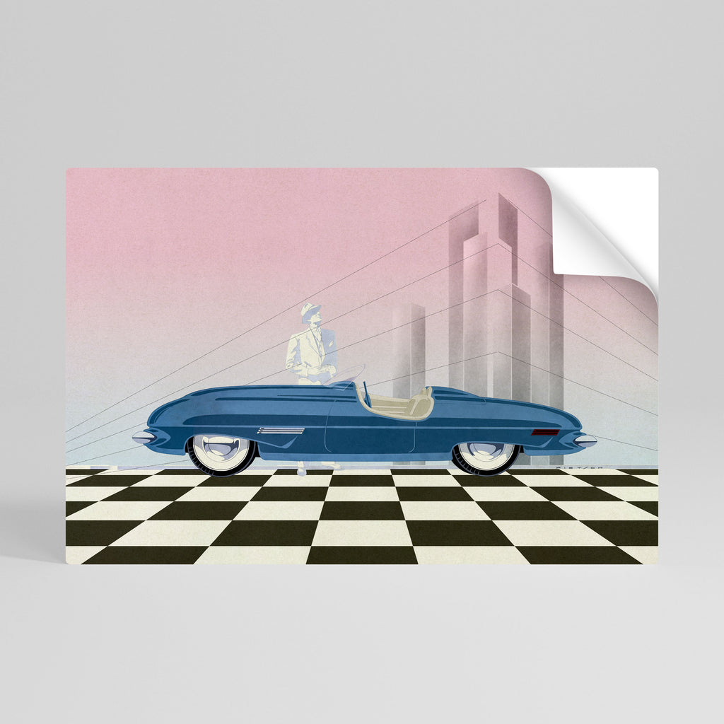 Affiche horizontale autocollante BLUE ROADSTER