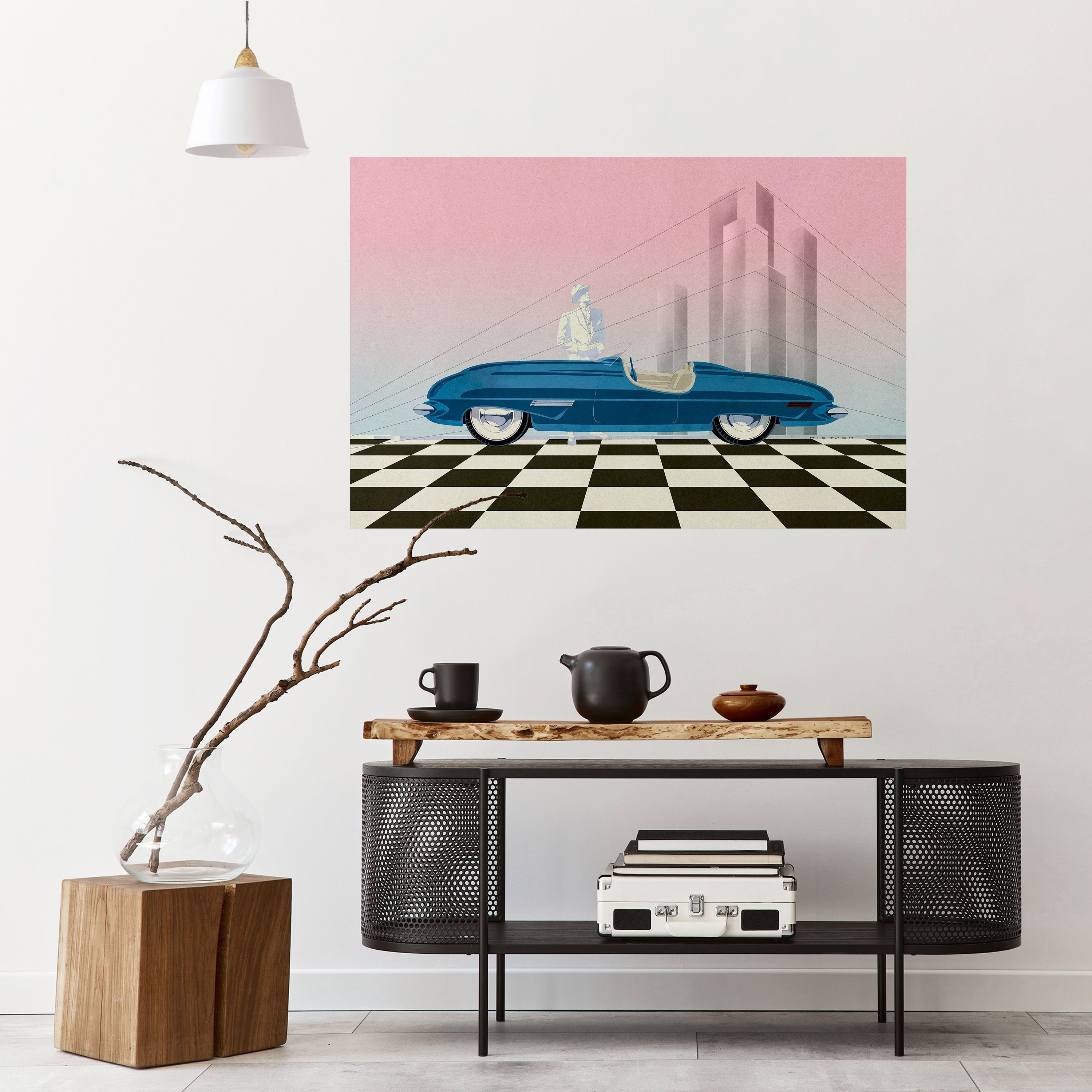 Affiche horizontale autocollante BLUE ROADSTER