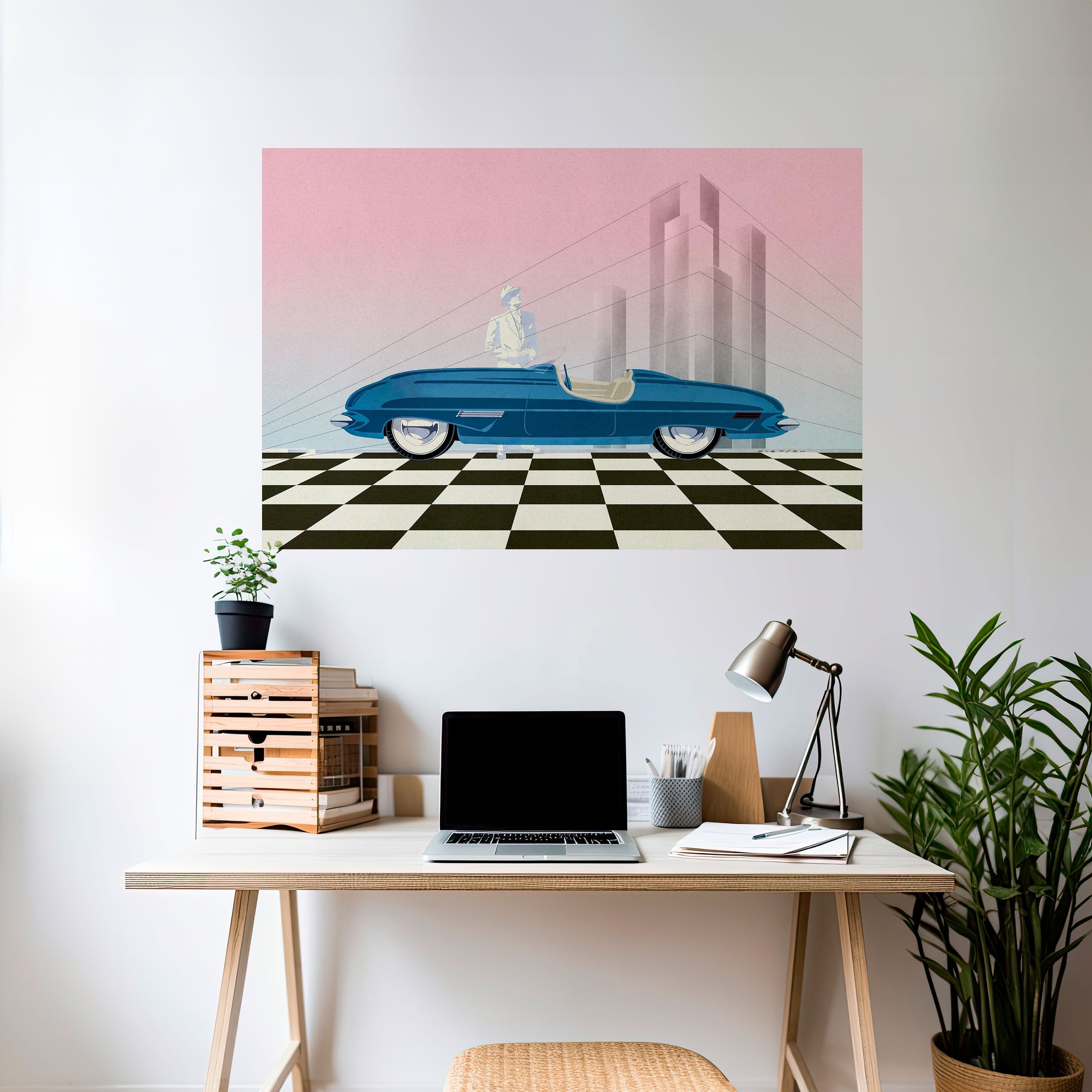 Affiche horizontale autocollante BLUE ROADSTER