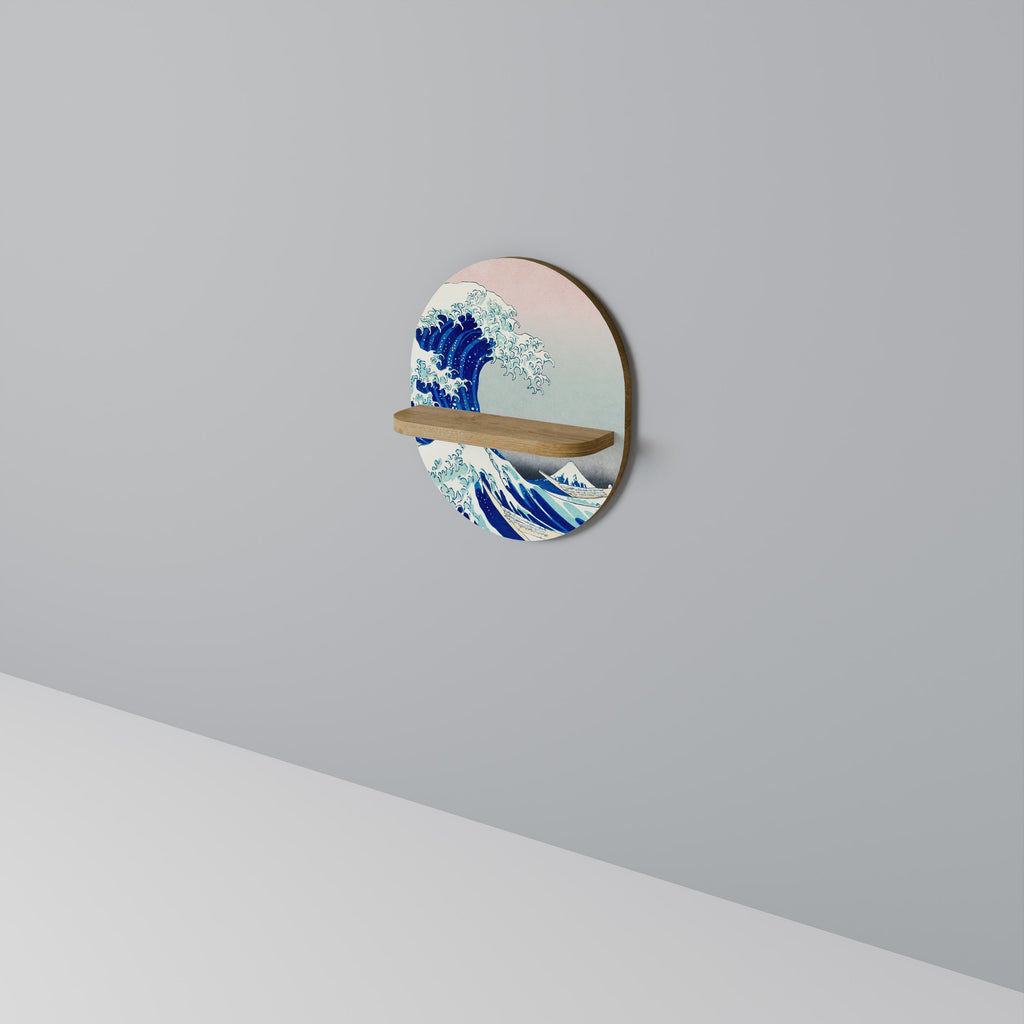 Étagère d'art ovale THE GREAT WAVE effet chêne